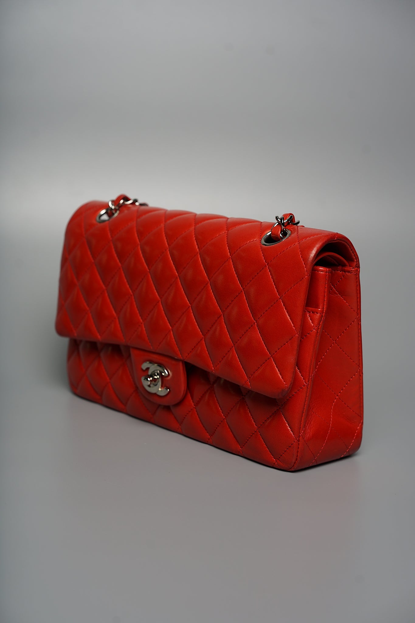 Chanel Classic Double Medium Flap in Vermillon Lambskin Shw