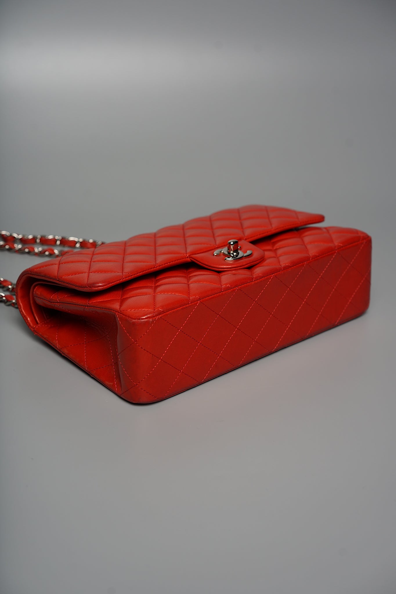 Chanel Classic Double Medium Flap in Vermillon Lambskin Shw