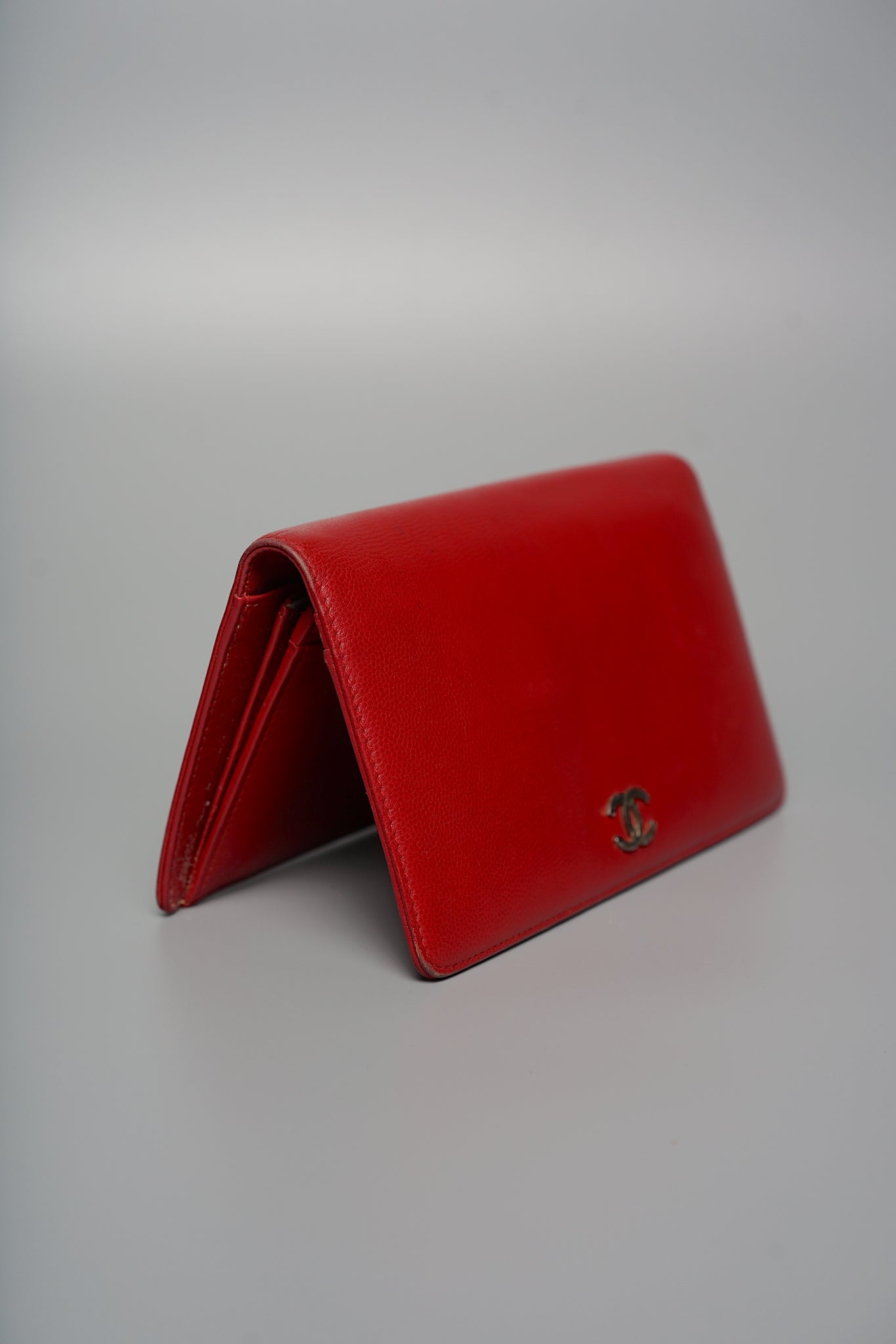 Chanel Long Wallet in Red Caviar Shw