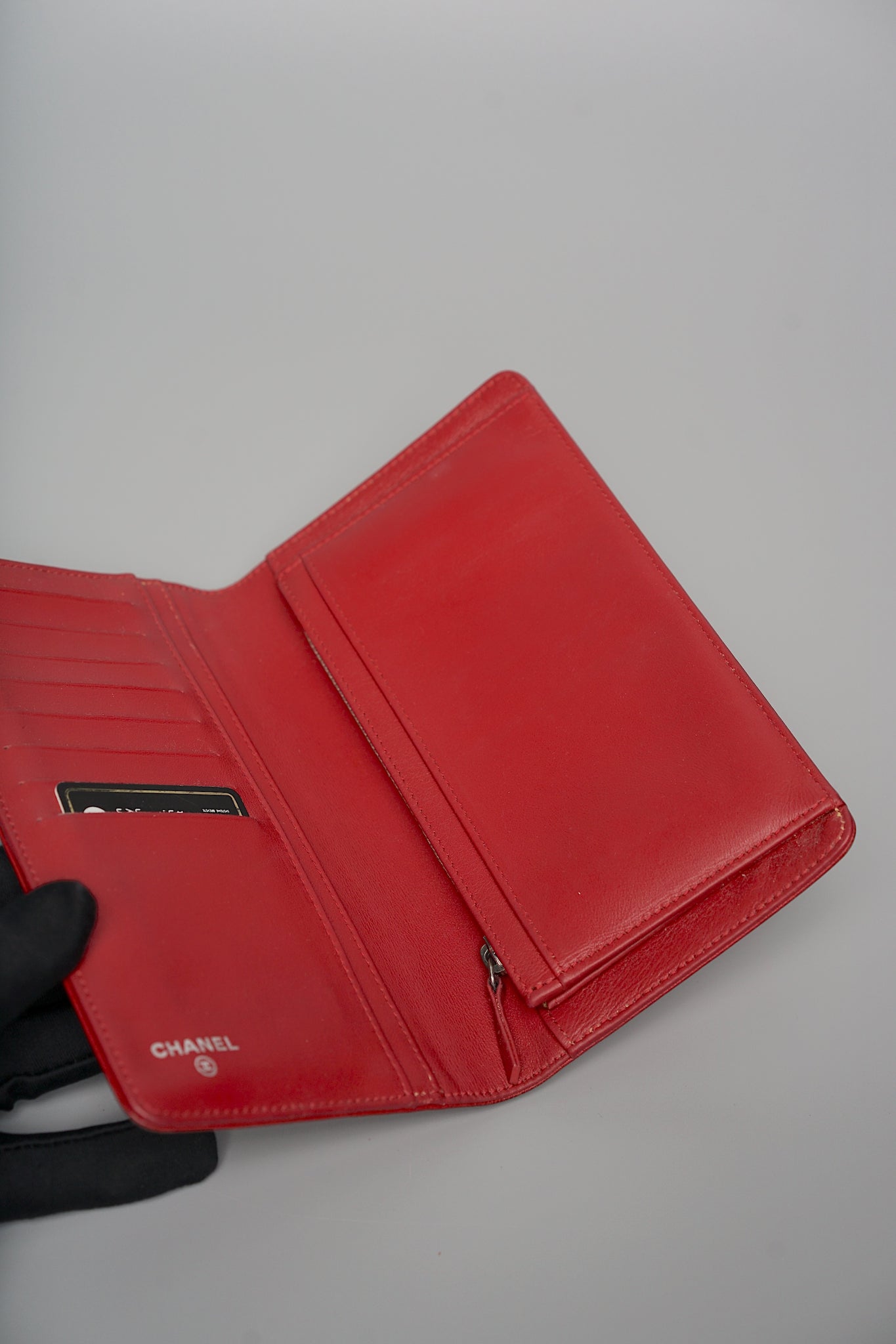 Chanel Long Wallet in Red Caviar Shw