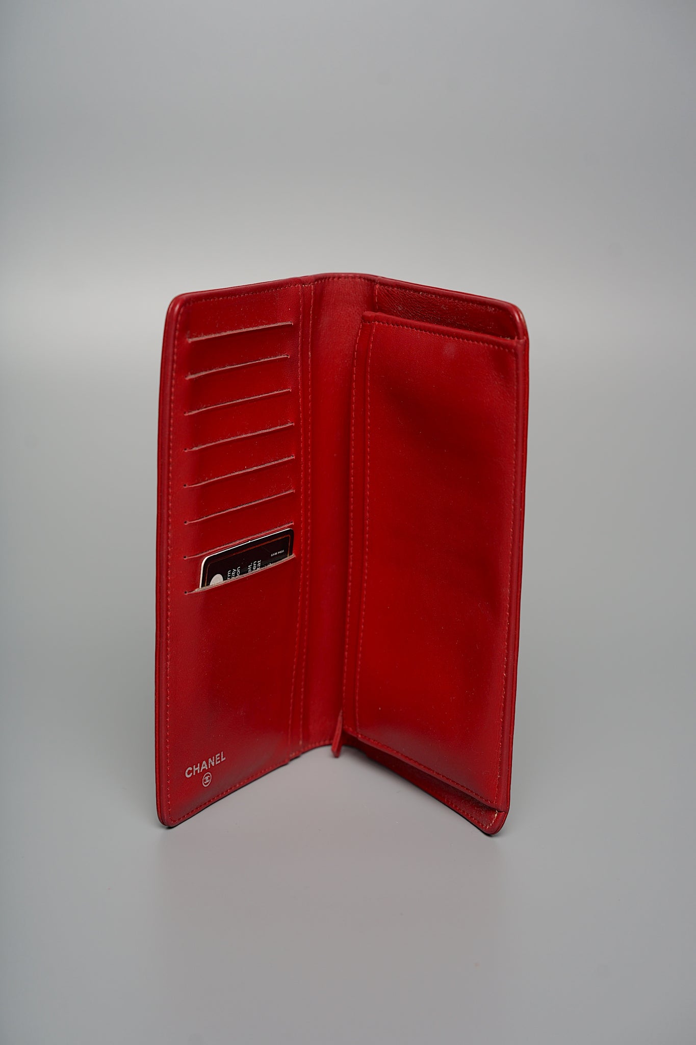 Chanel Long Wallet in Red Caviar Shw