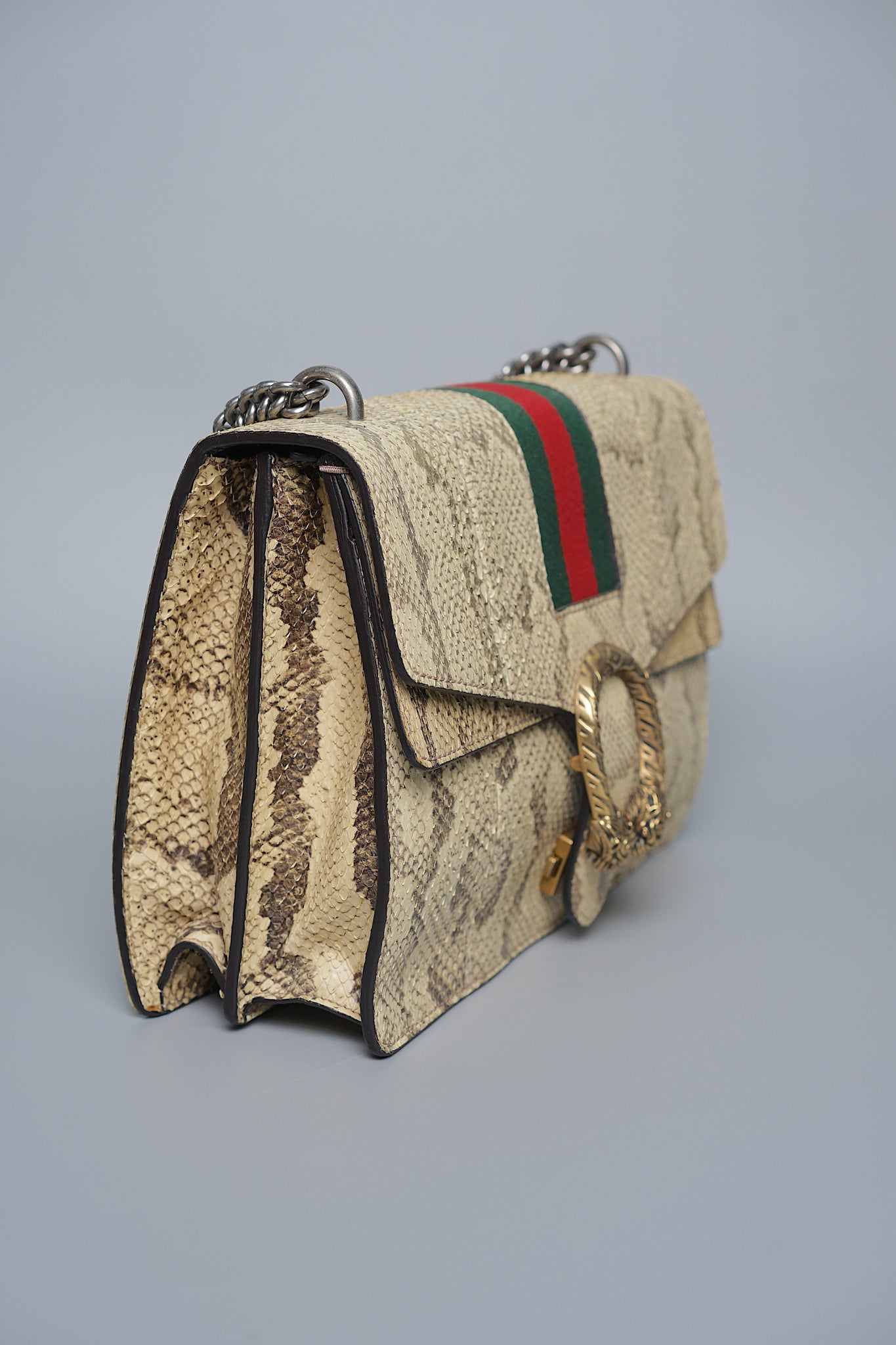 Gucci Python Medium Dionysus Shoulder Bag in Beige