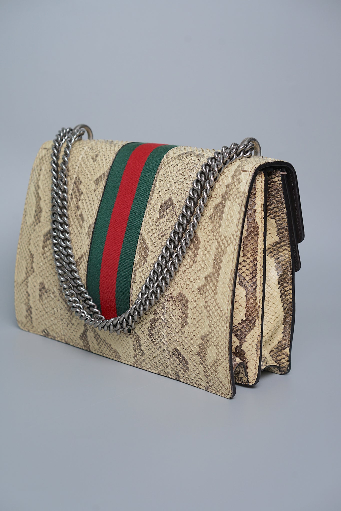 Gucci Python Medium Dionysus Shoulder Bag in Beige