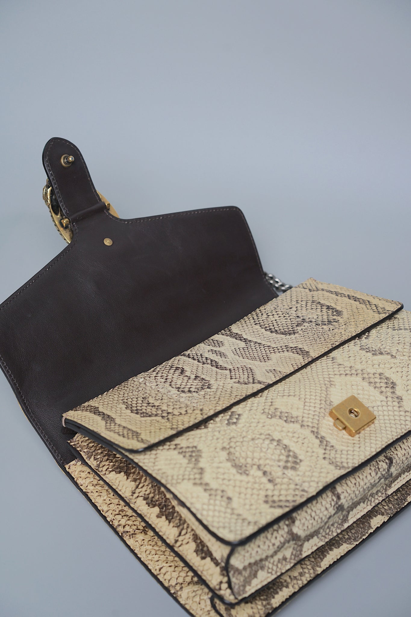 Gucci Python Medium Dionysus Shoulder Bag in Beige