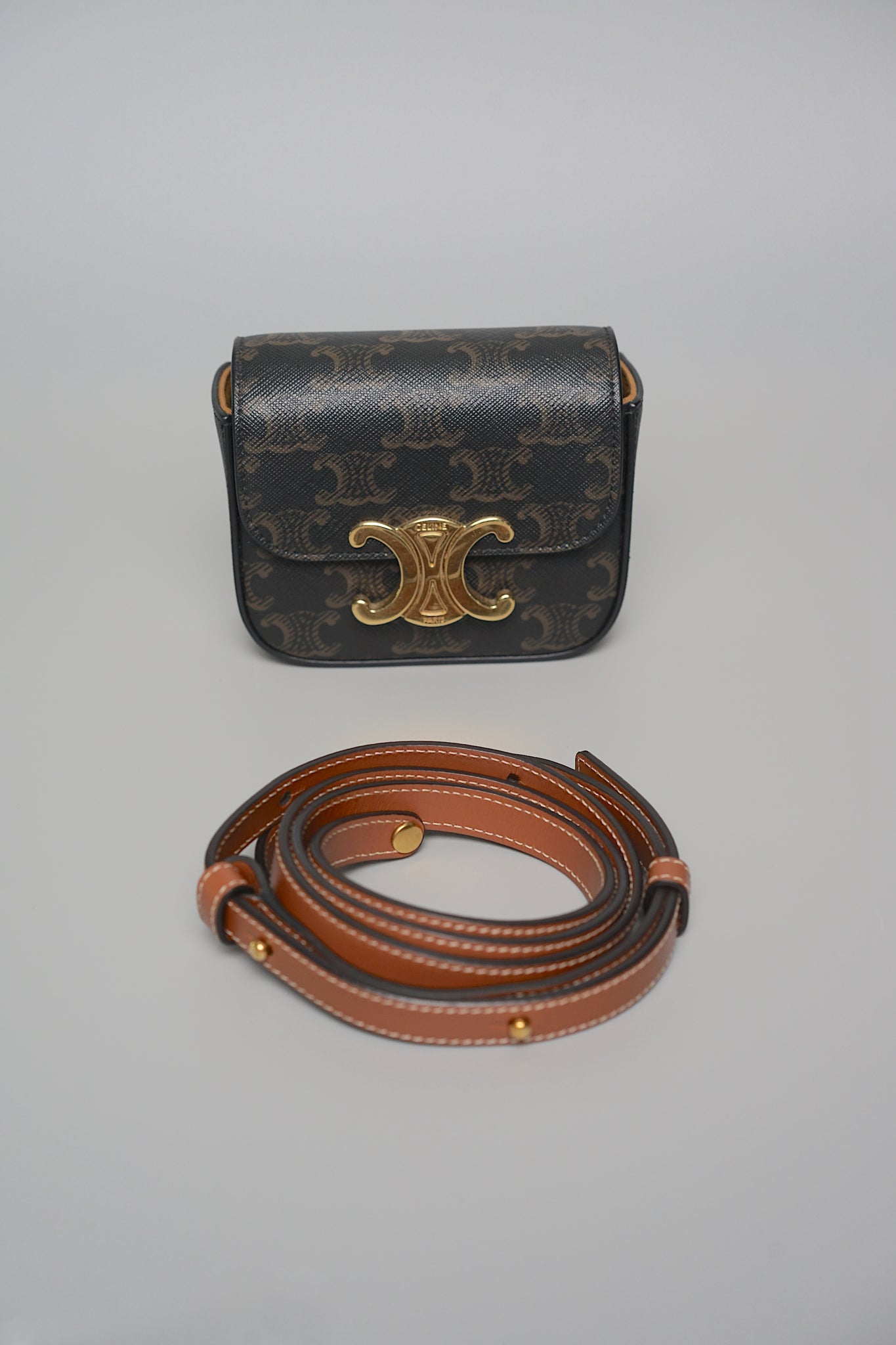 Celine Mini Claude in Triomphe Tan Ghw