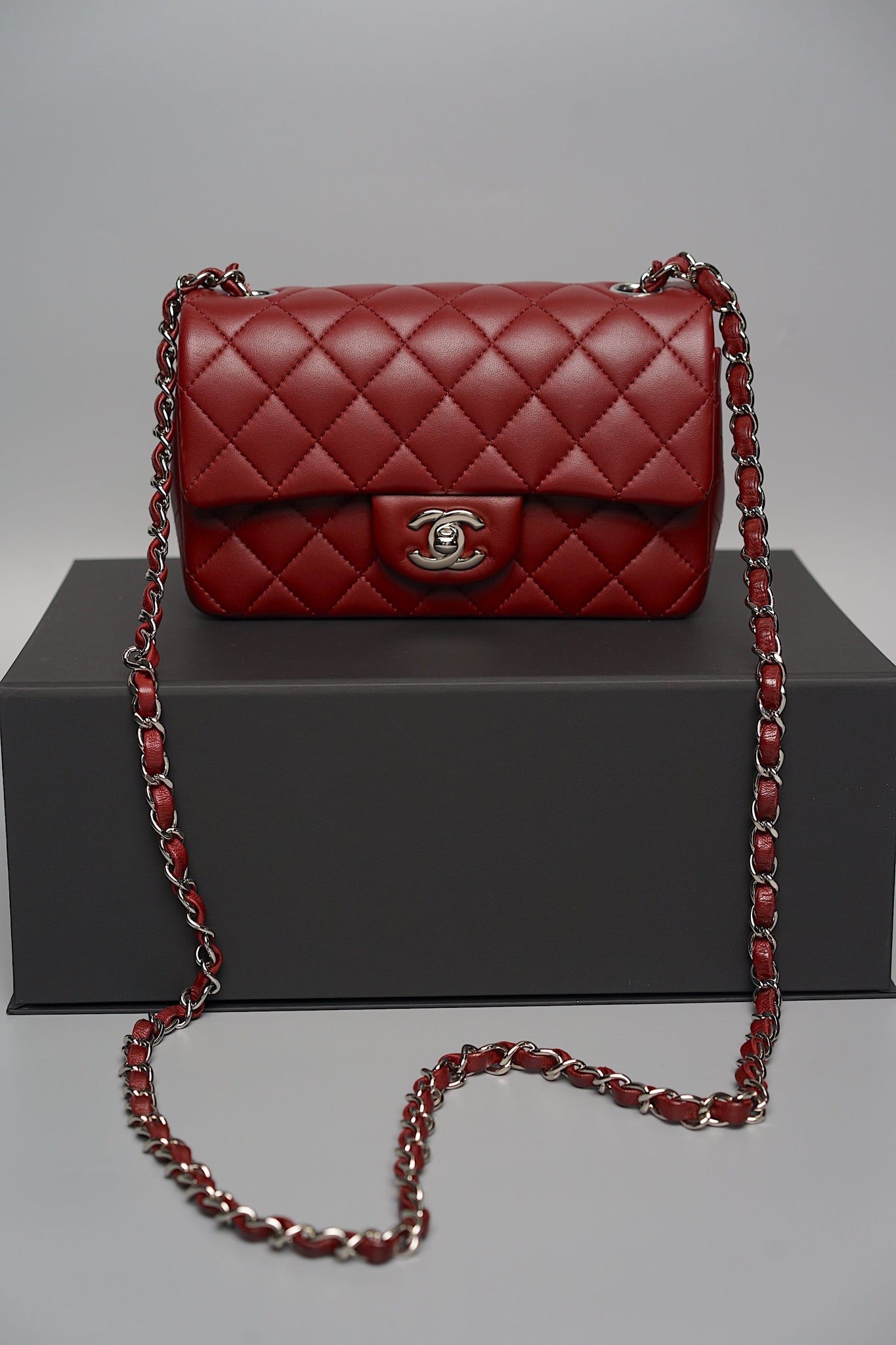 Chanel Mini Rectangular in Burgundy Shw