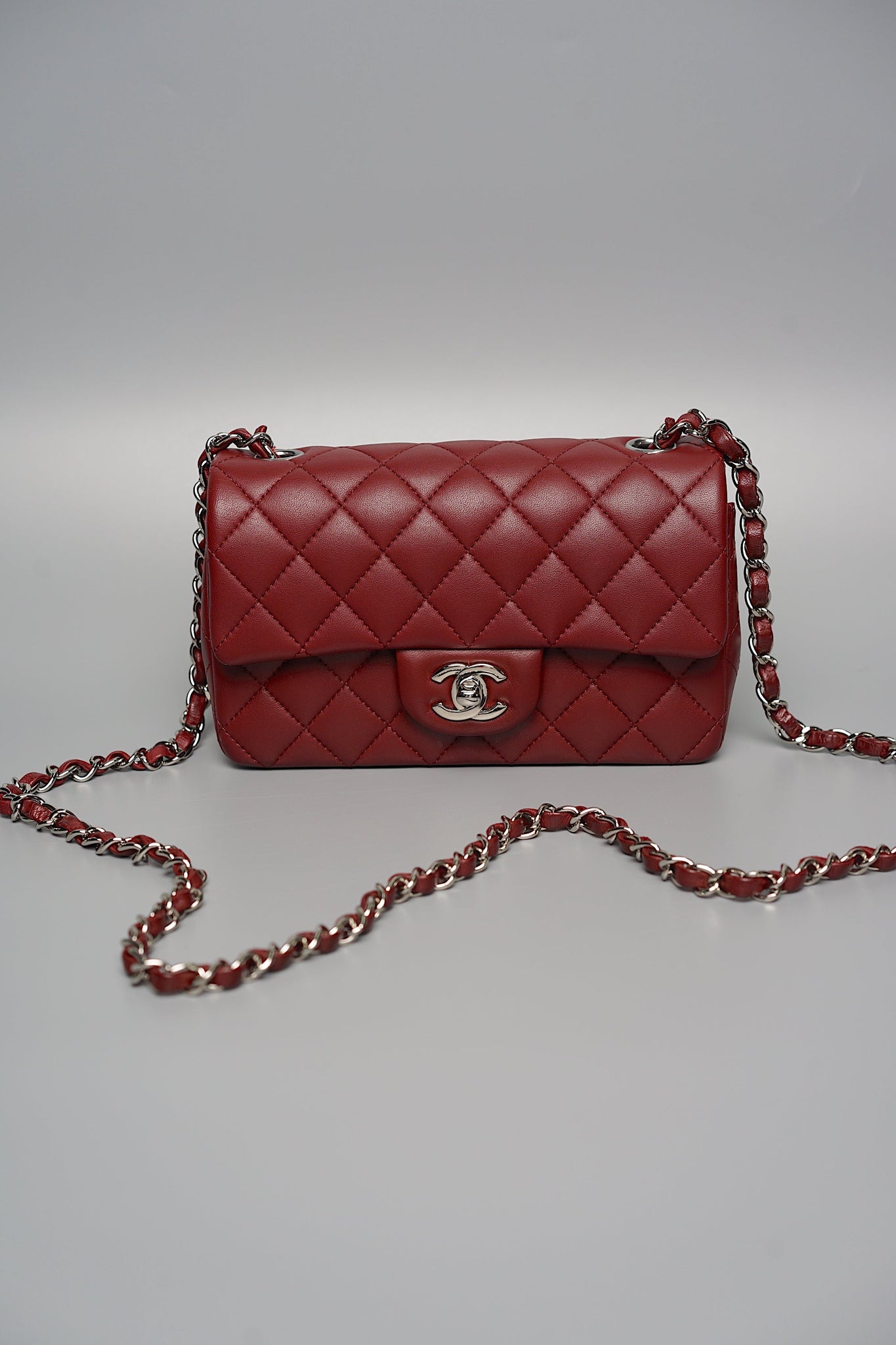 Chanel Mini Rectangular in Burgundy Shw