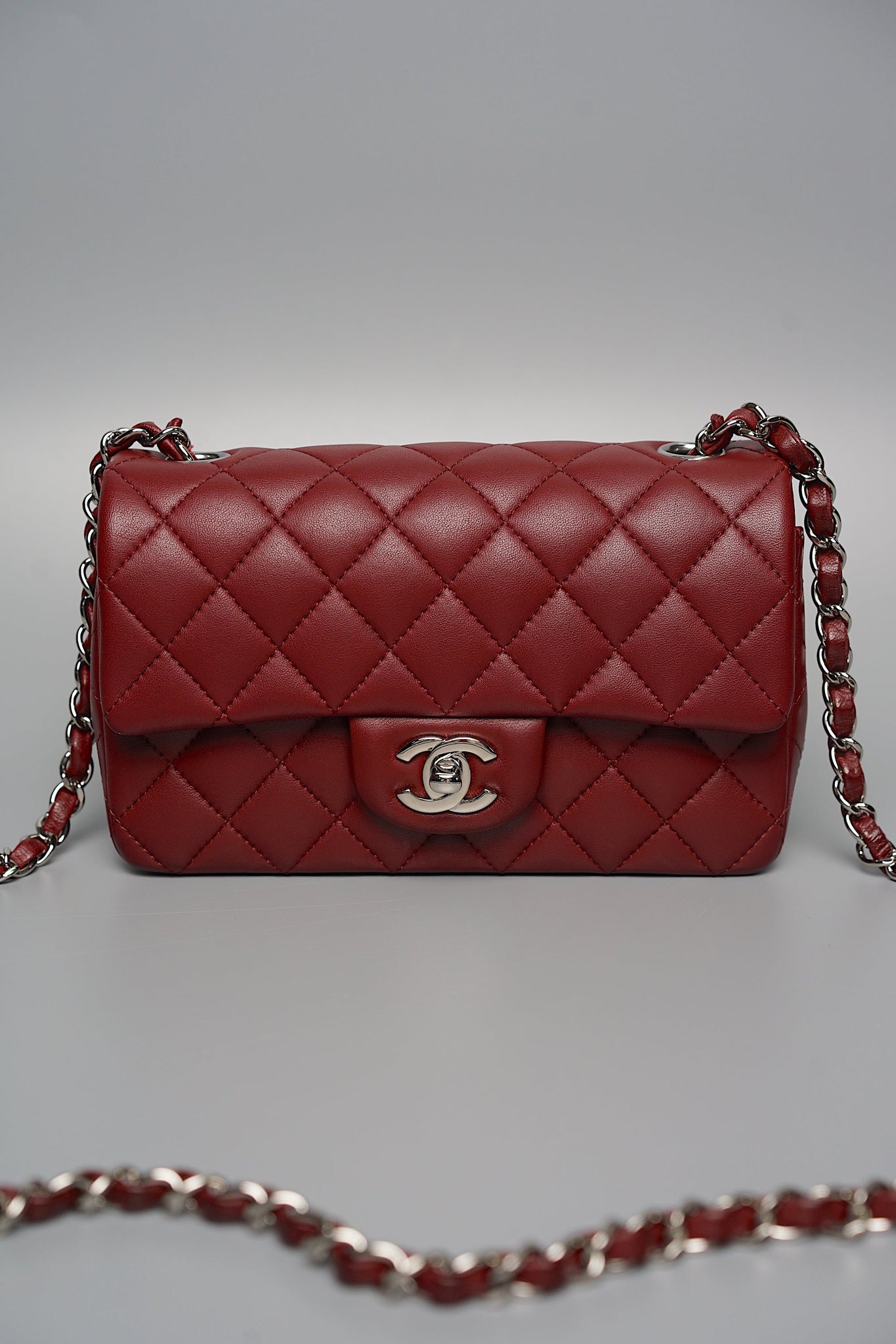 Chanel Mini Rectangular in Burgundy Shw