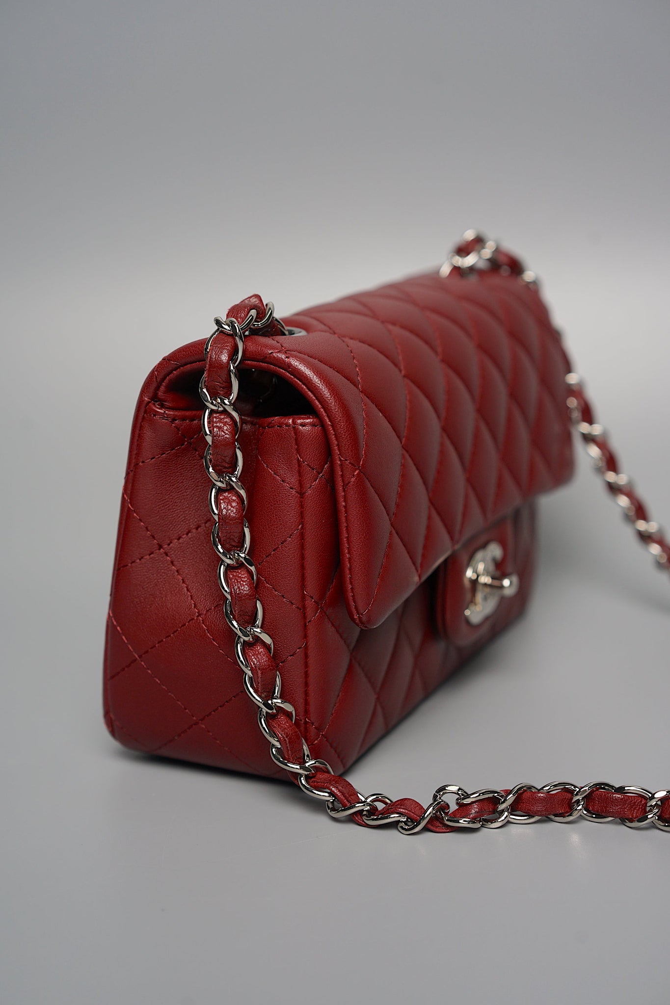 Chanel Mini Rectangular in Burgundy Shw