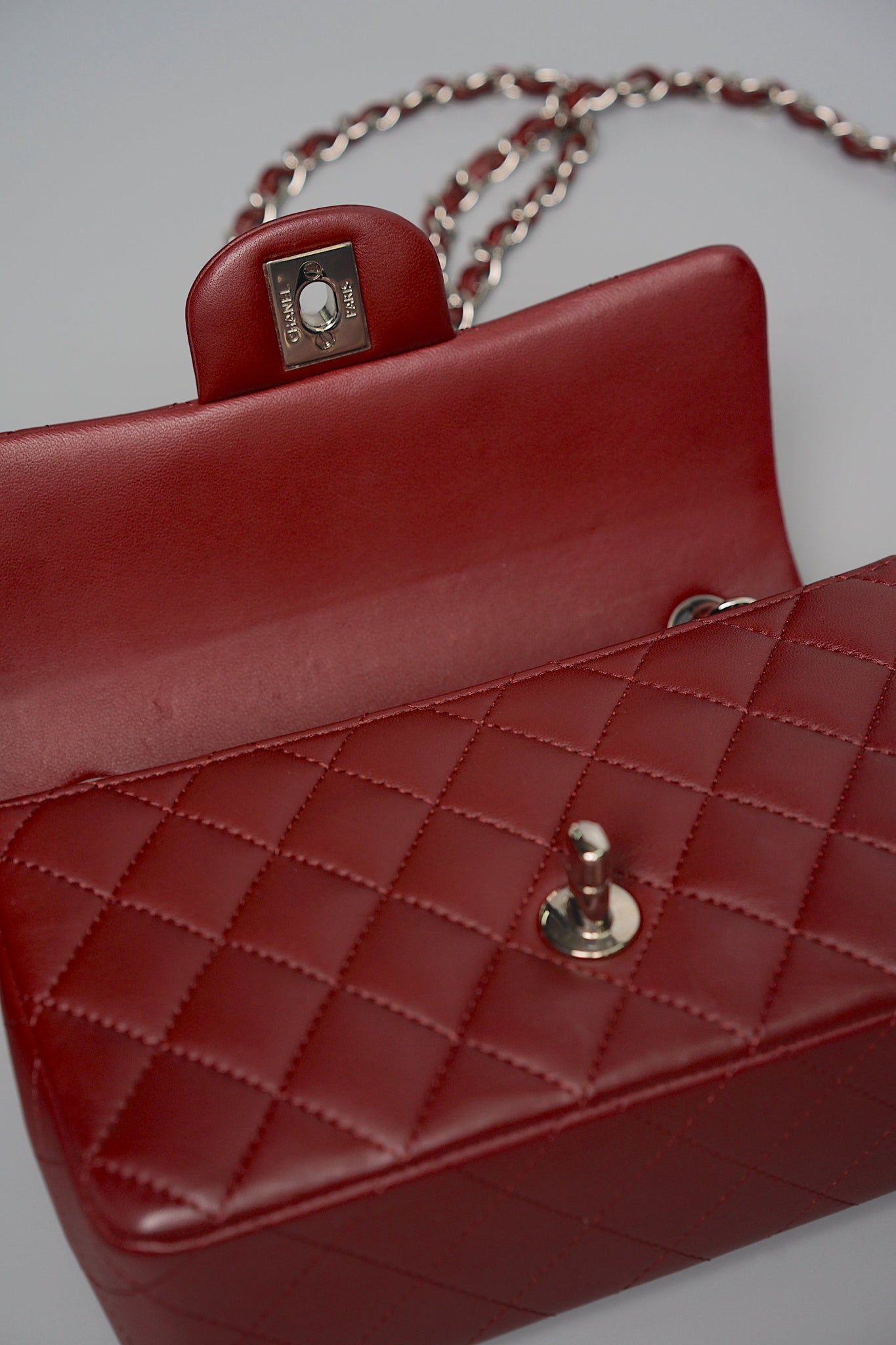 Chanel Mini Rectangular in Burgundy Shw