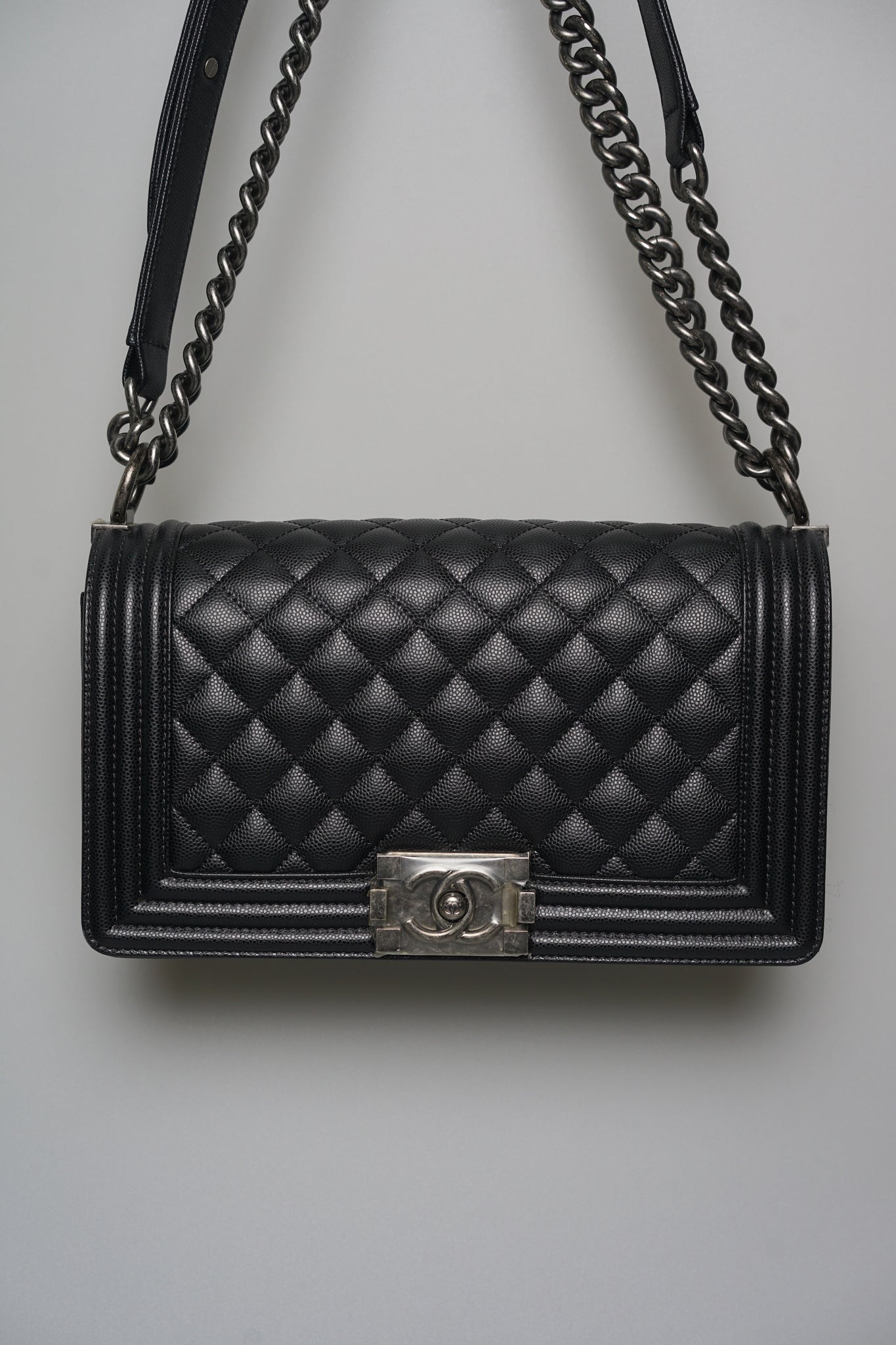 Boy Chanel Medium in Black Caviar Ruthenium