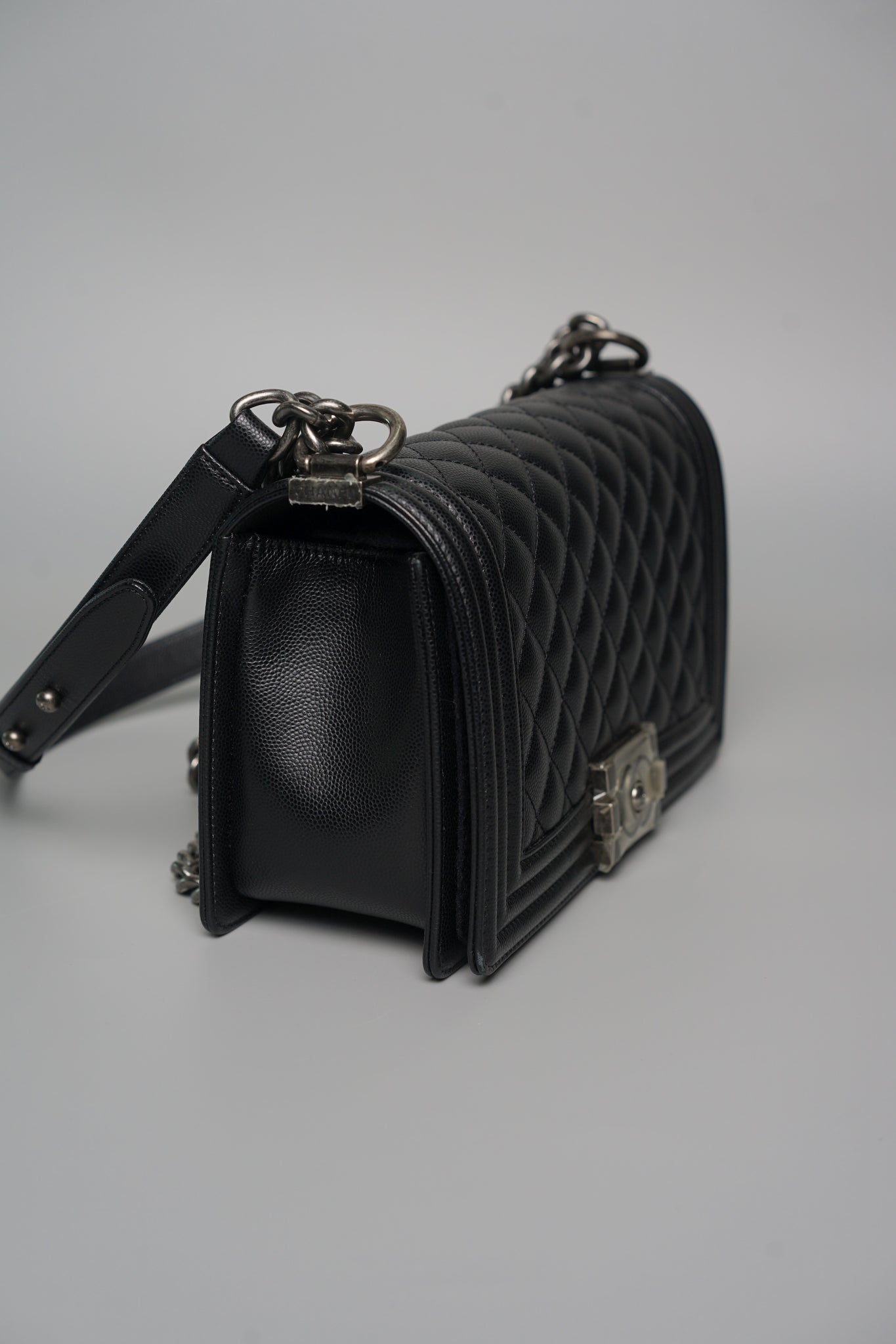 Boy Chanel Medium in Black Caviar Ruthenium