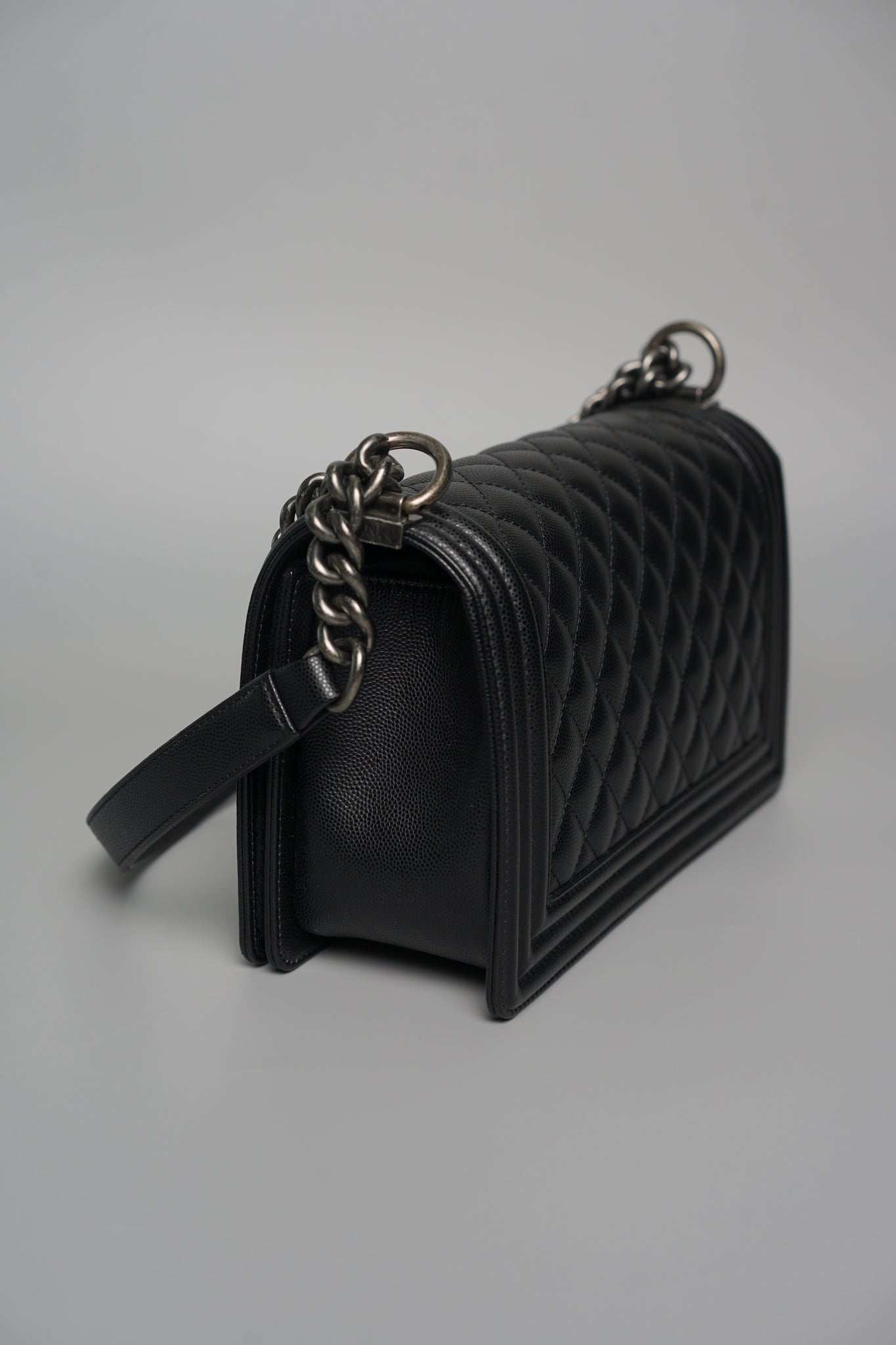 Boy Chanel Medium in Black Caviar Ruthenium