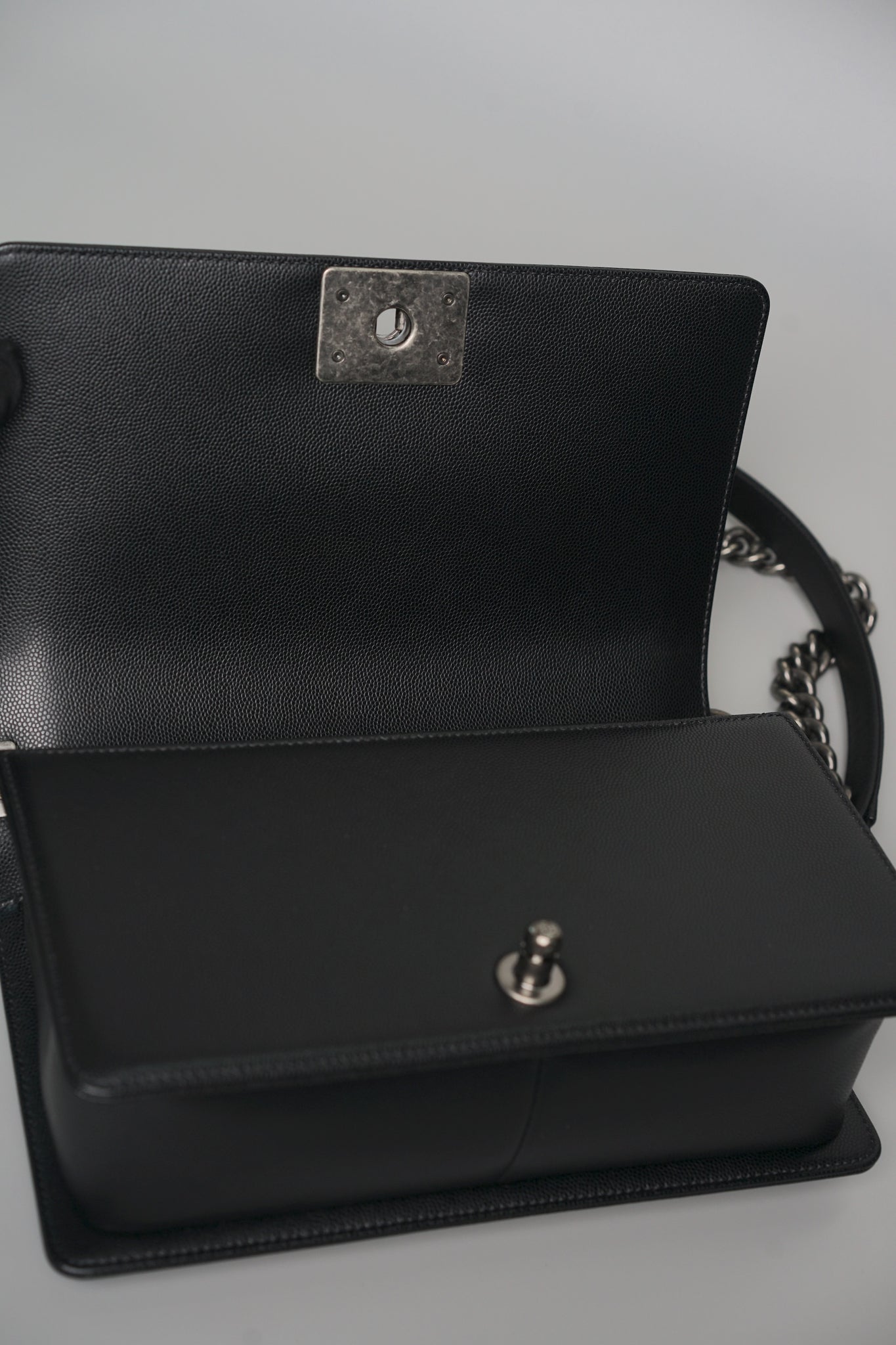 Boy Chanel Medium in Black Caviar Ruthenium