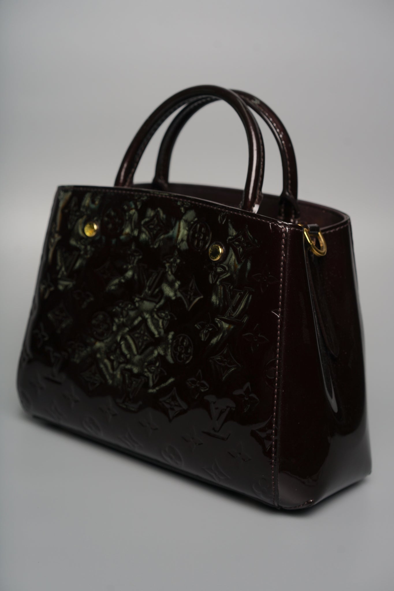 Louis Vuitton Montaigne MM Vernis Monogram Bag in Bordeaux Ghw