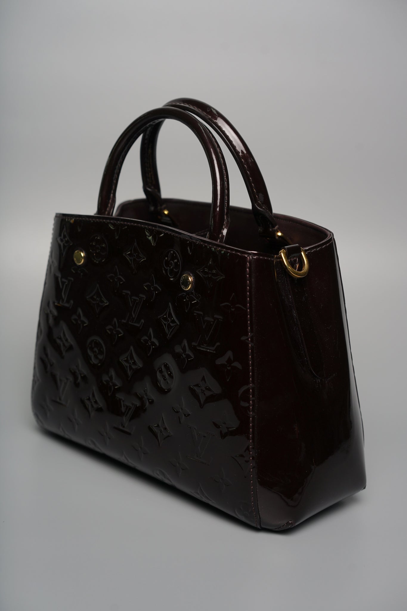 Louis Vuitton Montaigne MM Vernis Monogram Bag in Bordeaux Ghw