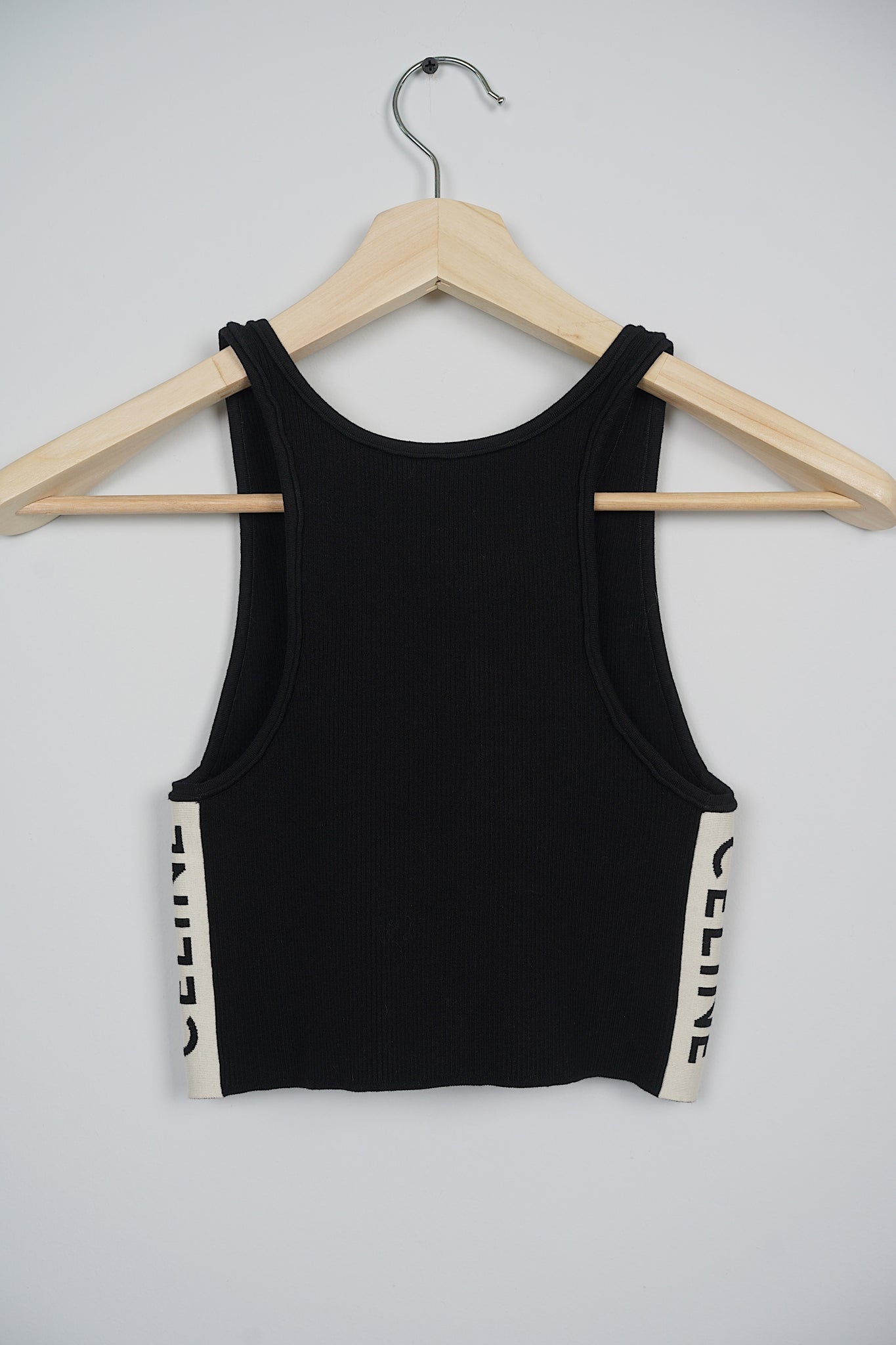 Celine Ribbed Knit Tank Top with Logo in Black Size S