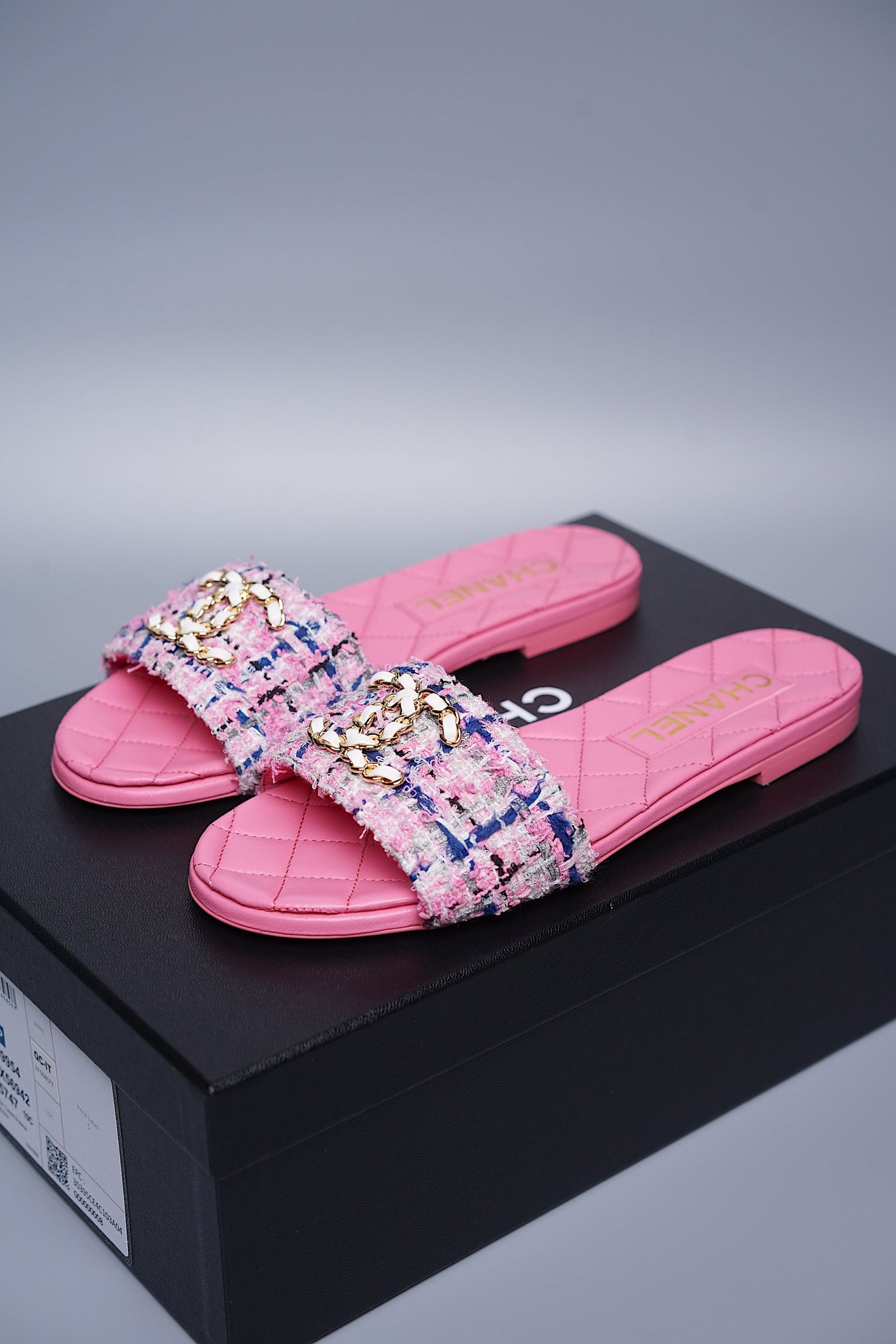 Chanel 23P Tweed Sandals Size 35