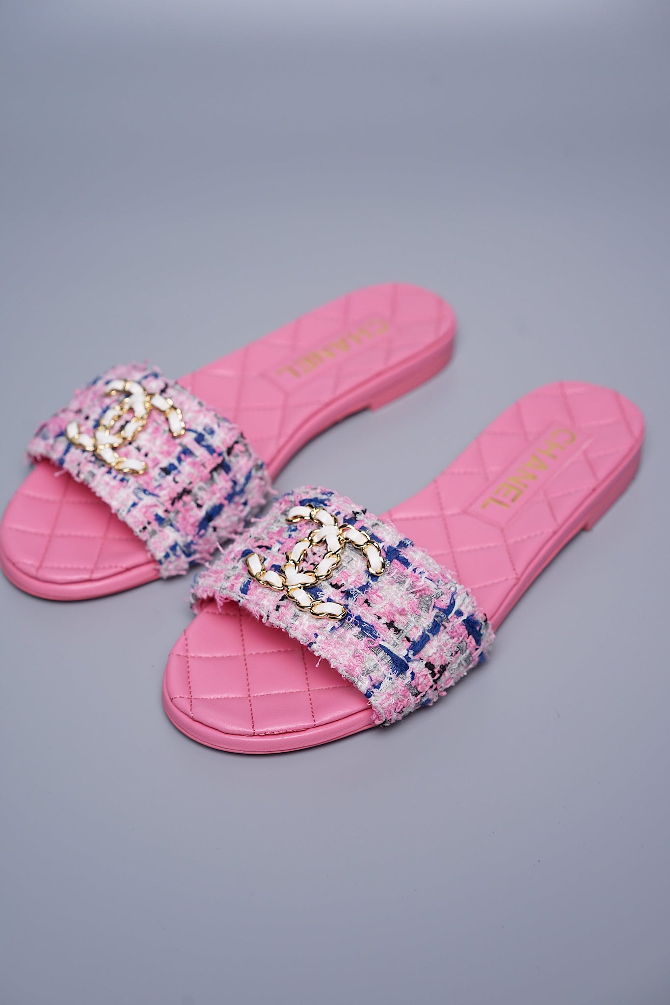 Chanel 23P Tweed Sandals Size 35