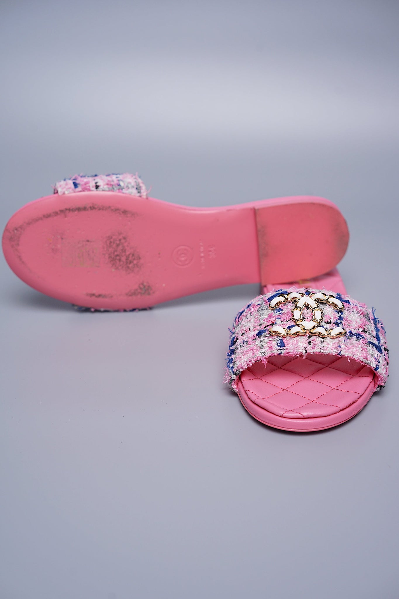 Chanel 23P Tweed Sandals Size 35