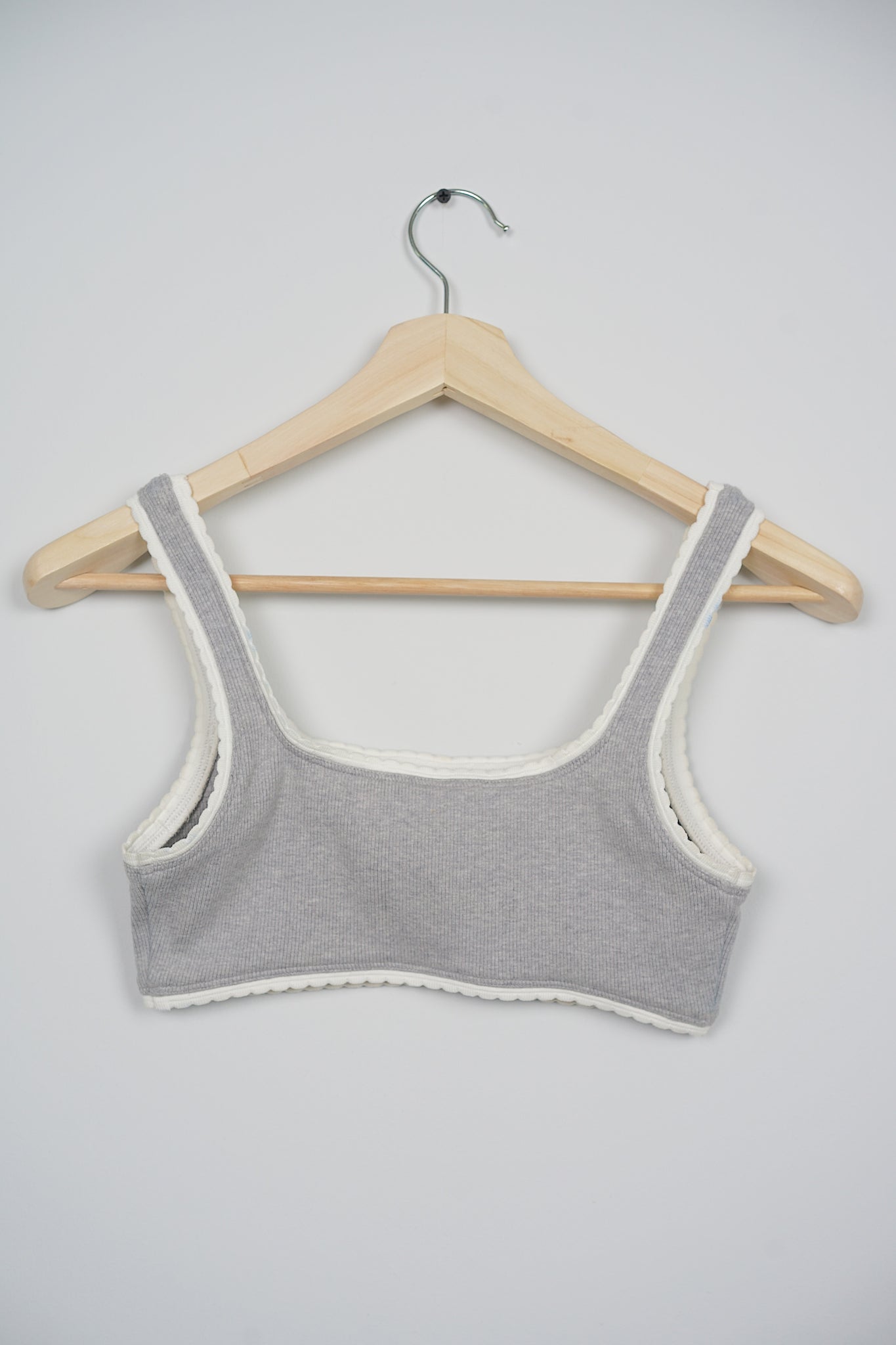 Miumiu Ribbed Knit Top in Grey Size XS