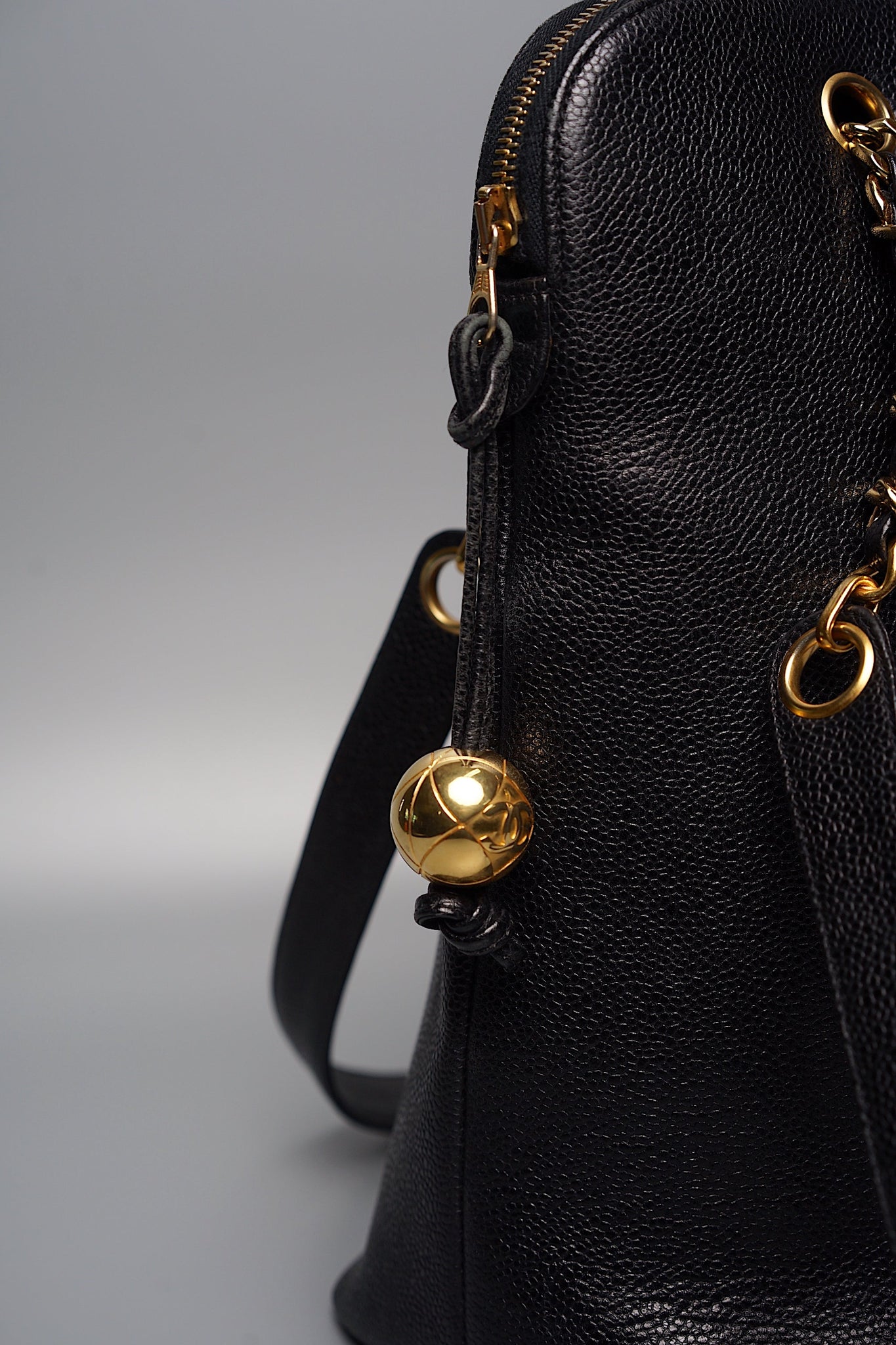 Chanel Large Vintage Tote Bag in Black Caviar