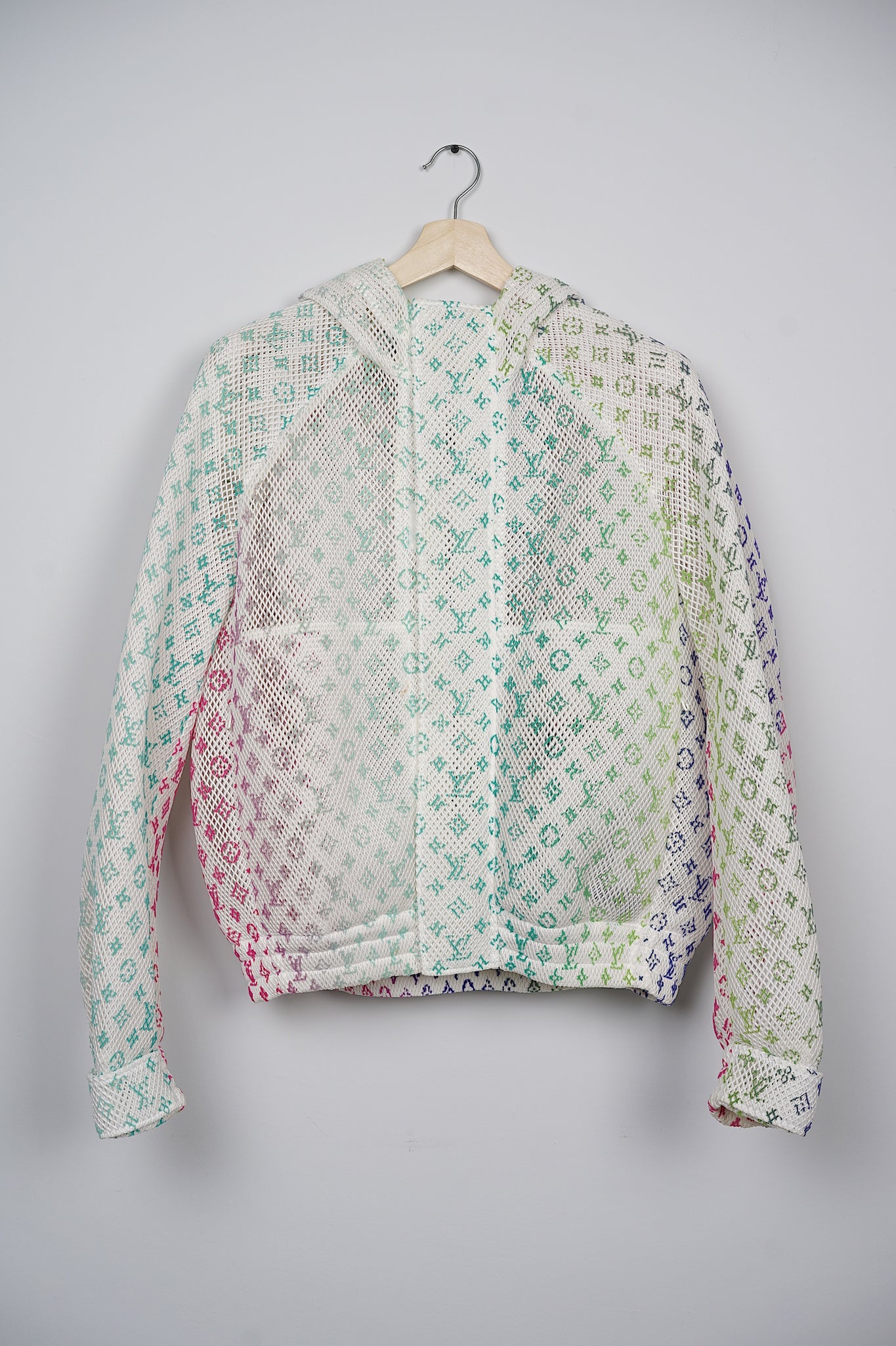 Louis Vuitton Hooded Blouson Jacket in Gradient Monogram-Pattern Size 52