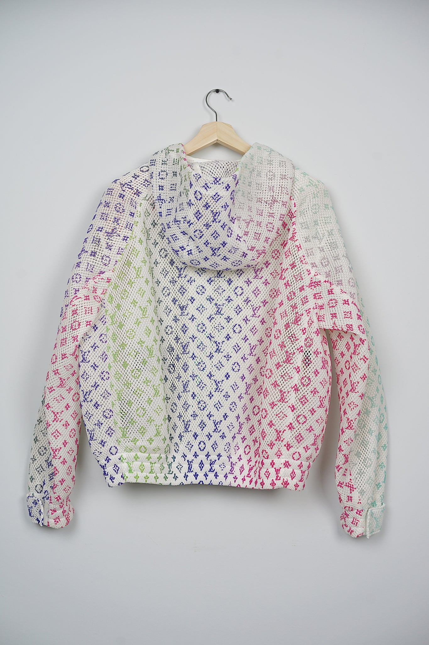 Louis Vuitton Hooded Blouson Jacket in Gradient Monogram-Pattern Size 52