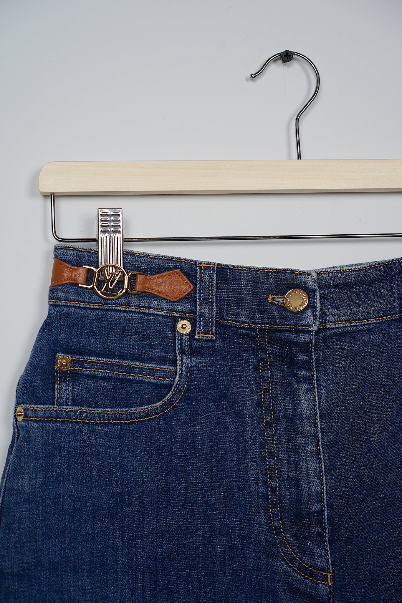 Louis Vuitton High-Waisted Denim Shorts in Blue Size 36