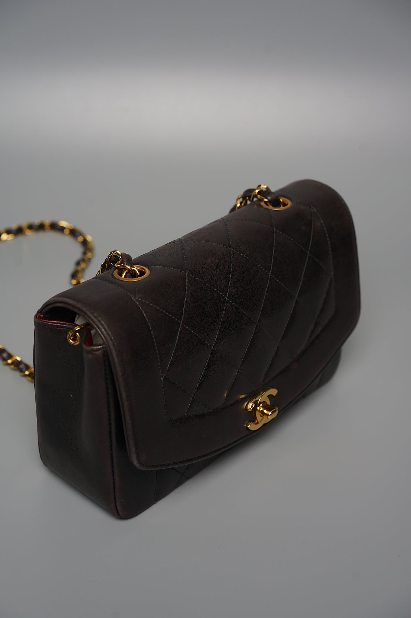 Chanel 24K Diana Flap Bag in Black Lambskin Ghw