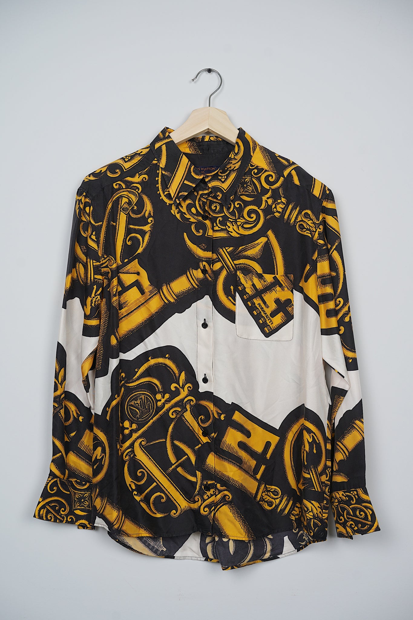 Louis Vuitton Fornasetti Shirt Blouse in Gold/White/Black Size 42
