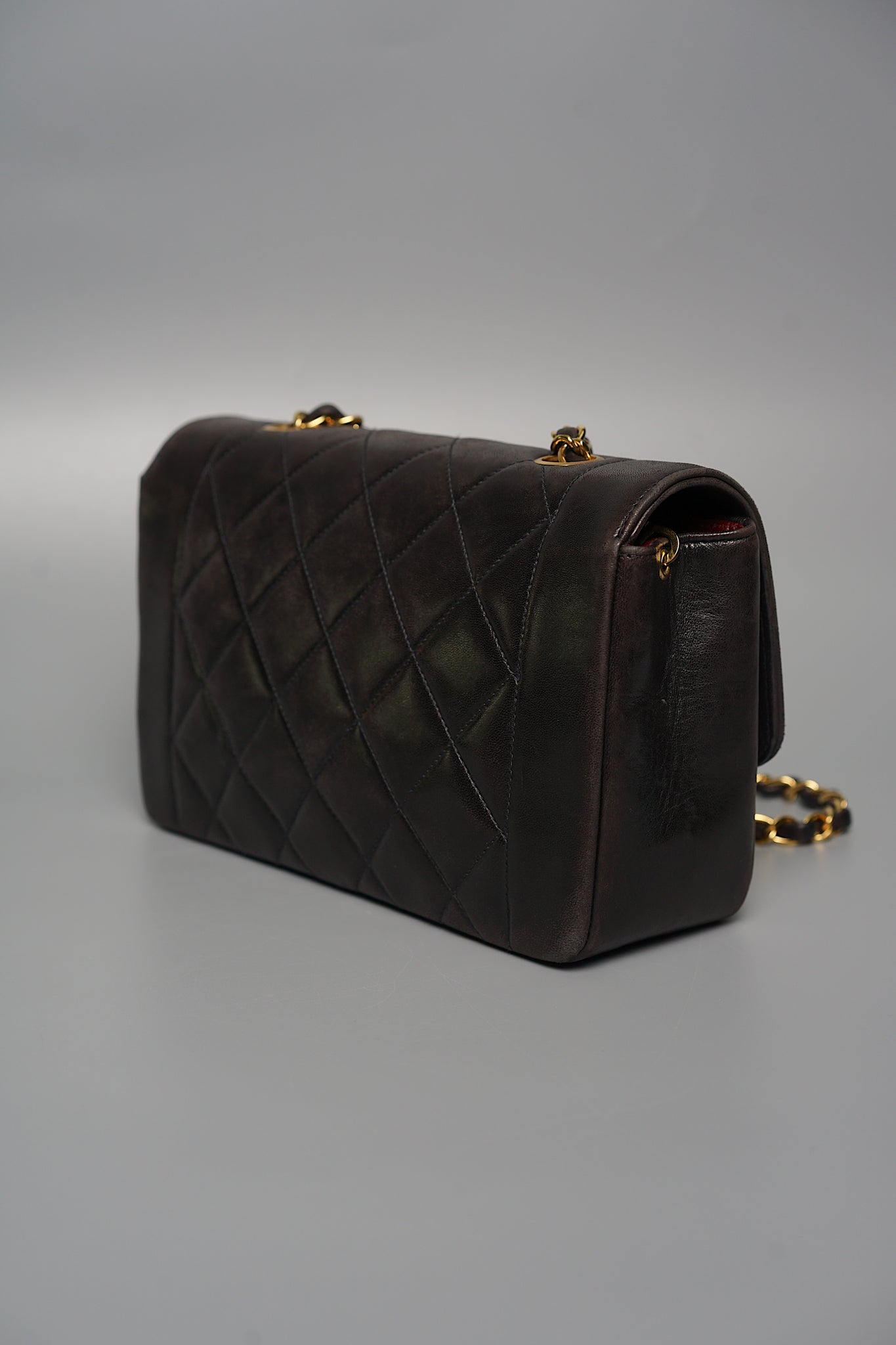 Chanel 24K Diana Flap Bag in Black Lambskin Ghw