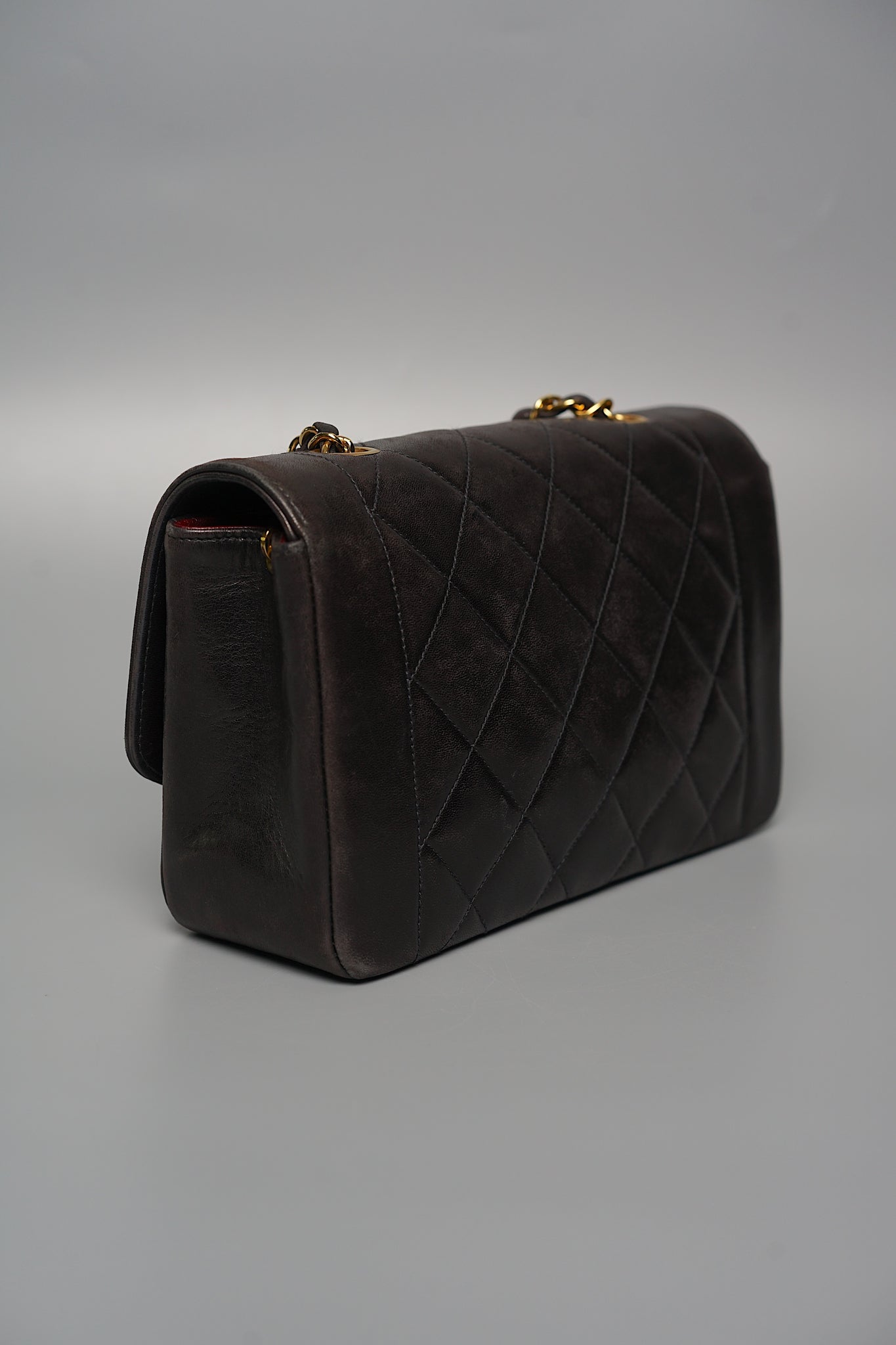 Chanel 24K Diana Flap Bag in Black Lambskin Ghw