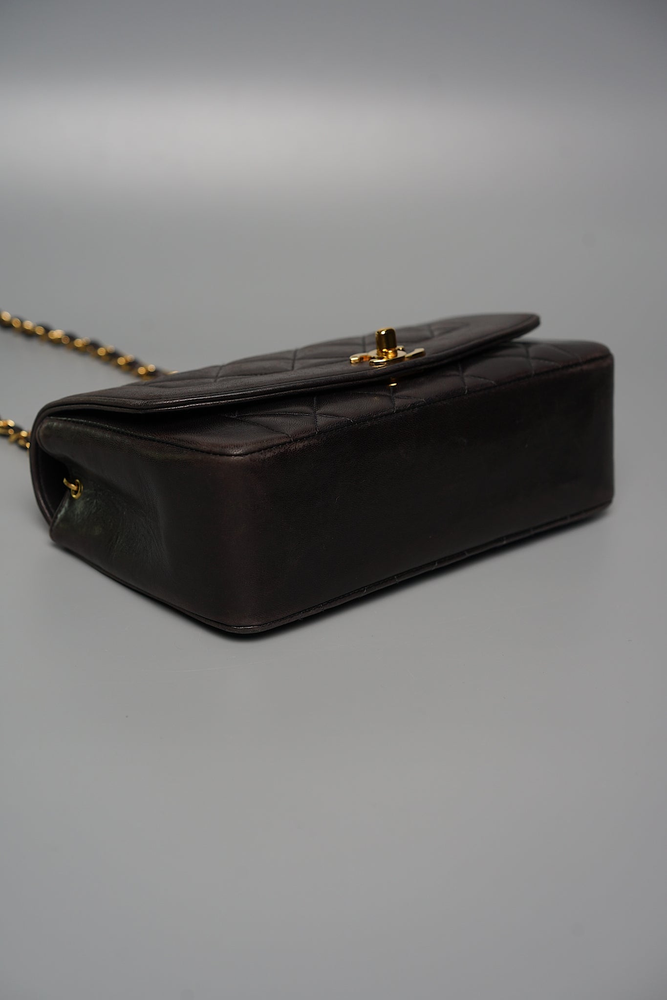 Chanel 24K Diana Flap Bag in Black Lambskin Ghw