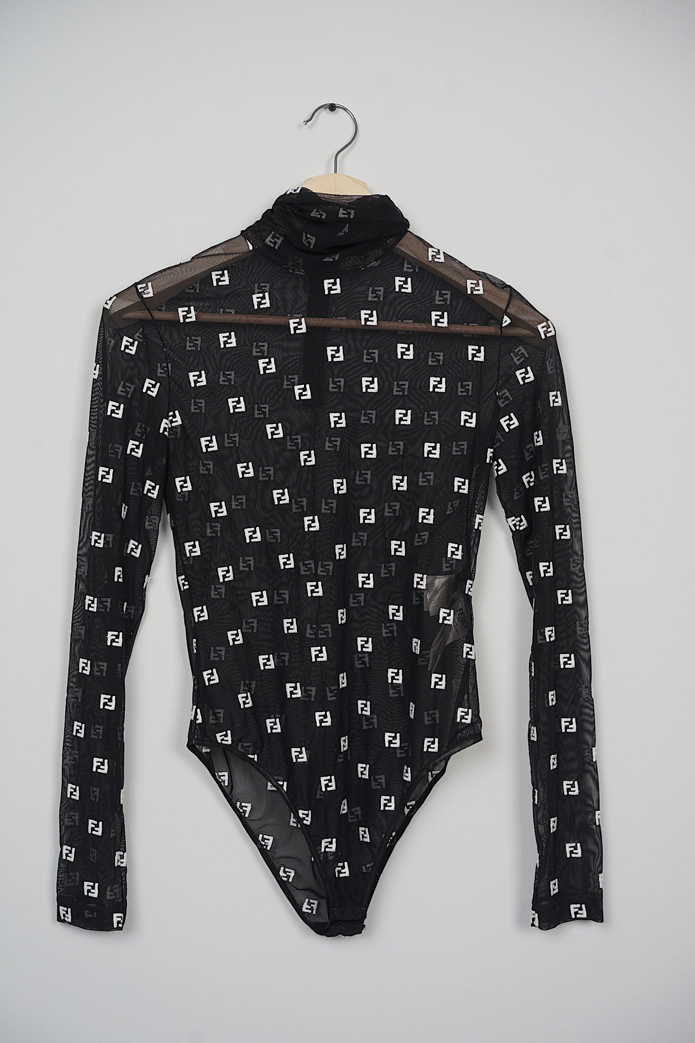 Fendi Mesh FF Bodysuit in Black Size 40