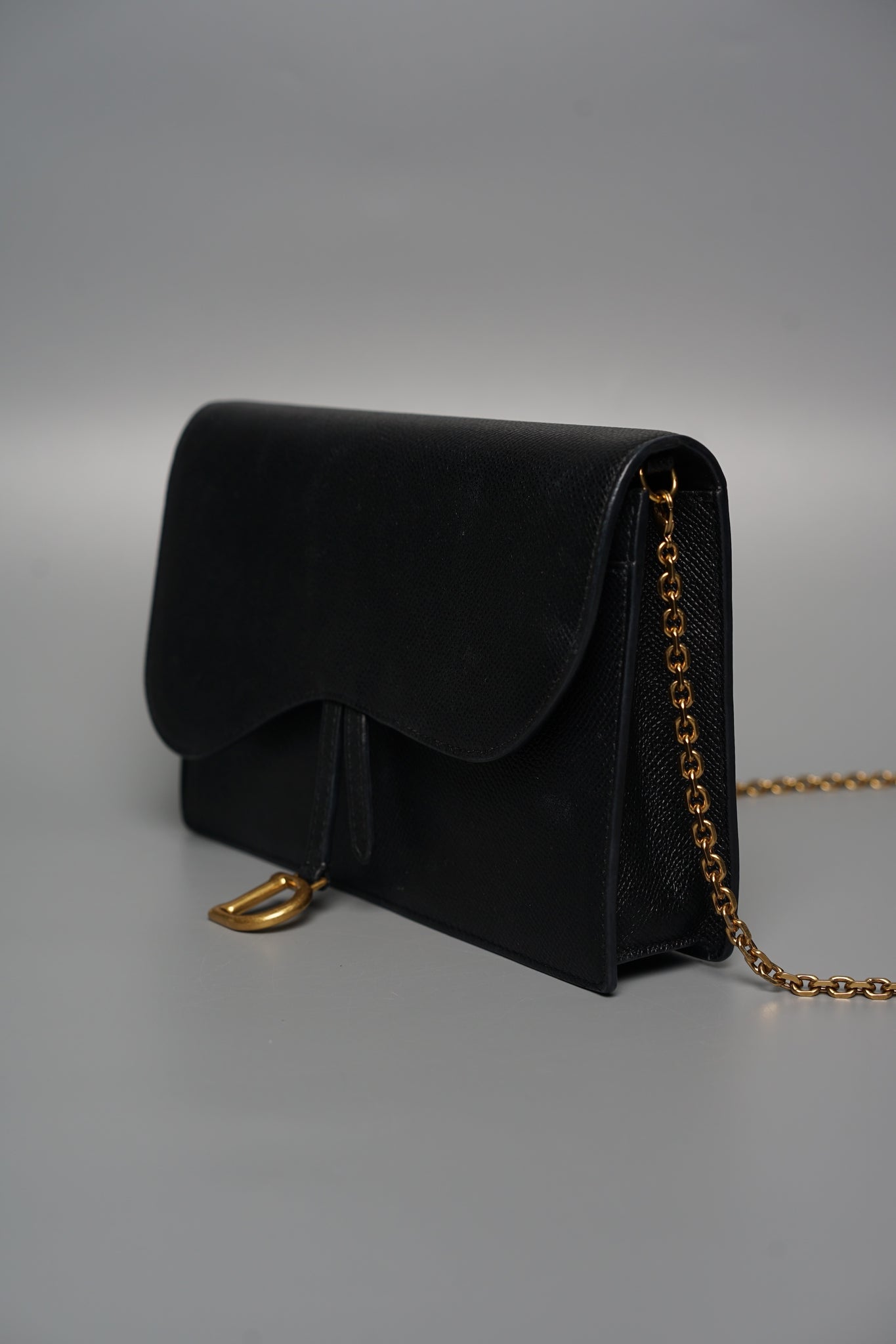 Dior SLG Saddle Pouch in Black Calfskin Ghw