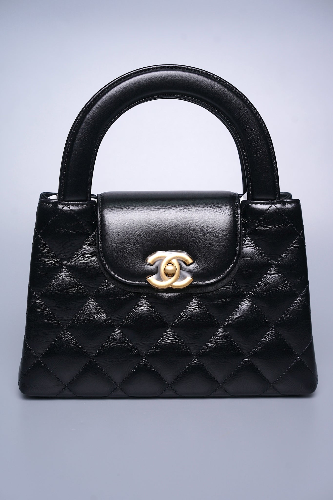 Chanel Kelly Mini in Black Shiny Calfskin Ghw (Brand New)
