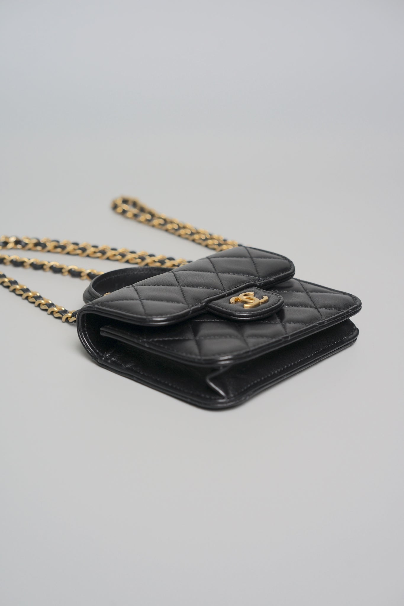 Chanel Mini Vanity Top Handle in Black Lambskin Bghw