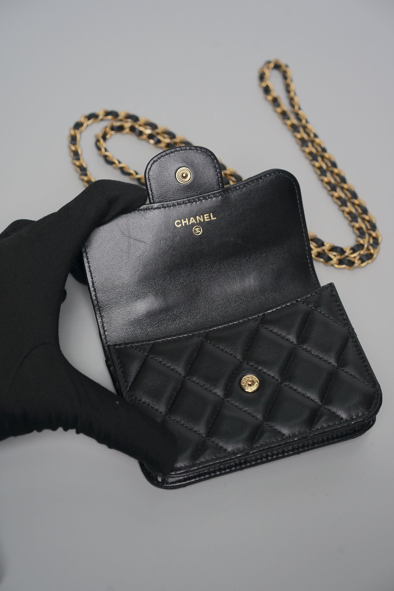 Chanel Mini Vanity Top Handle in Black Lambskin Bghw