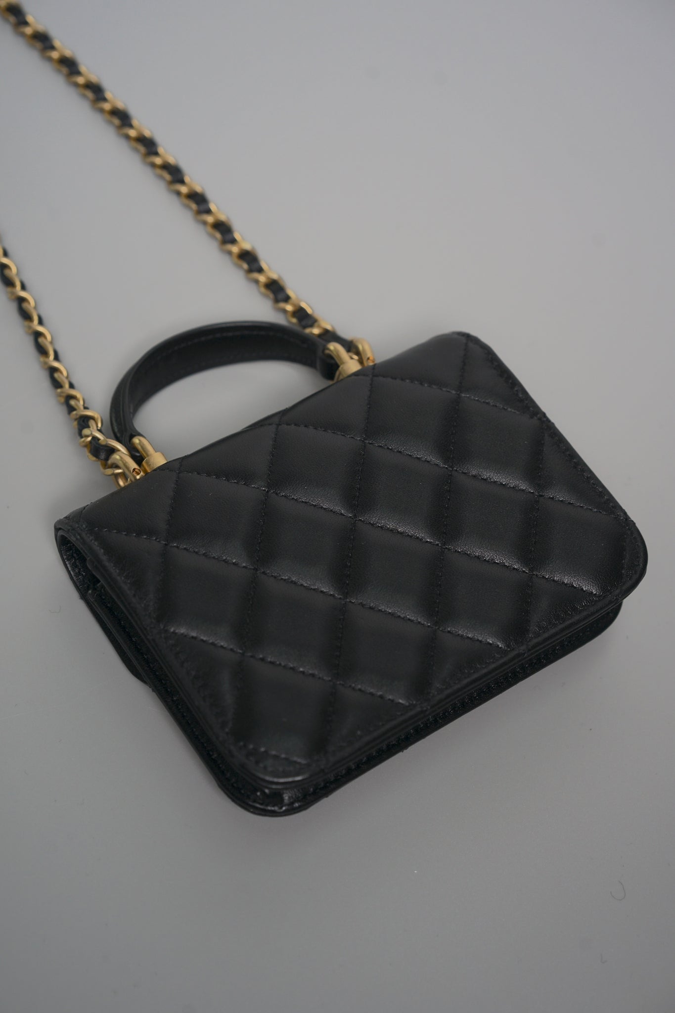 Chanel Mini Vanity Top Handle in Black Lambskin Bghw