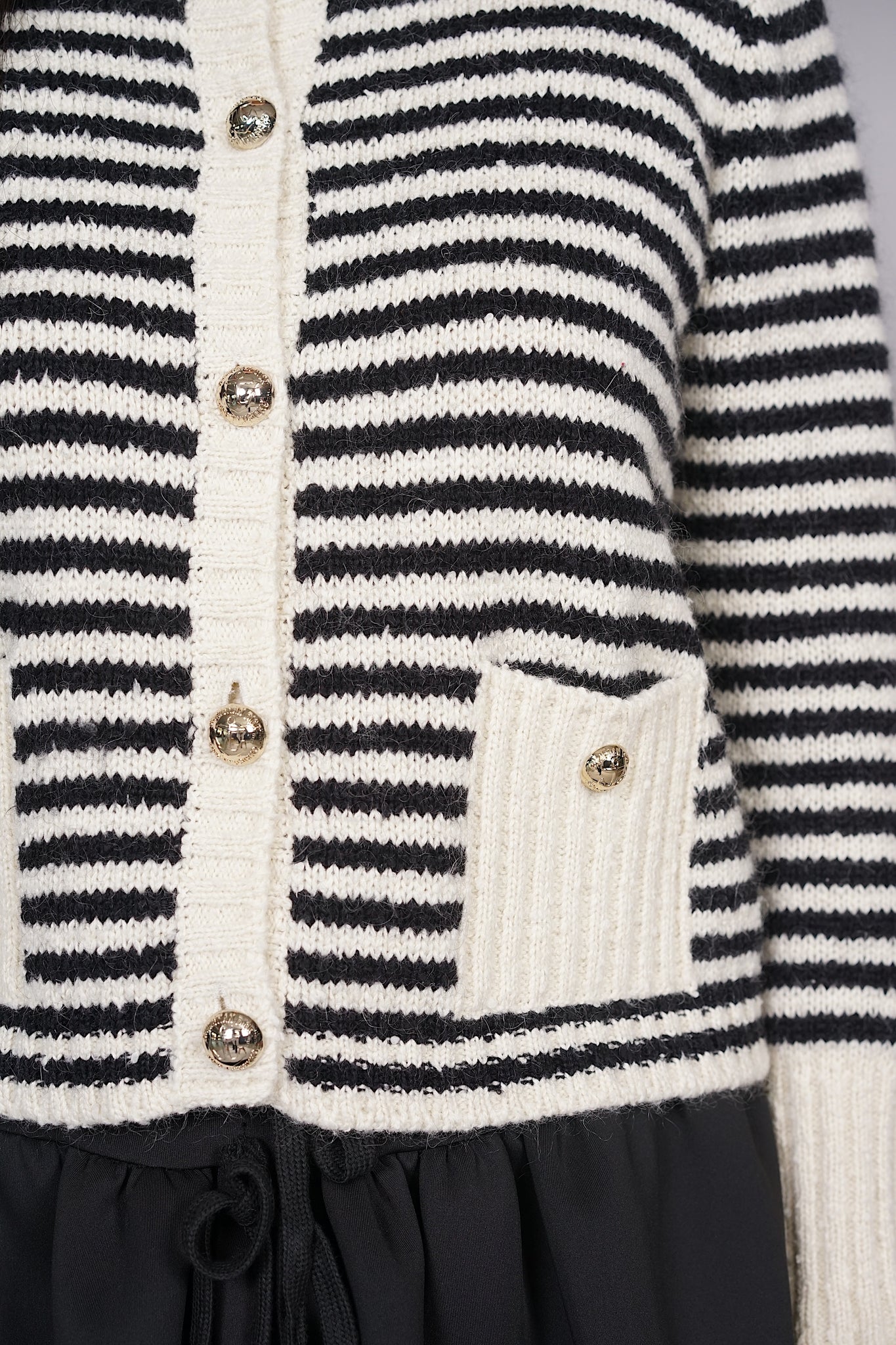 Dior Striped Knitted Cardigan in Cream/Black Size 40