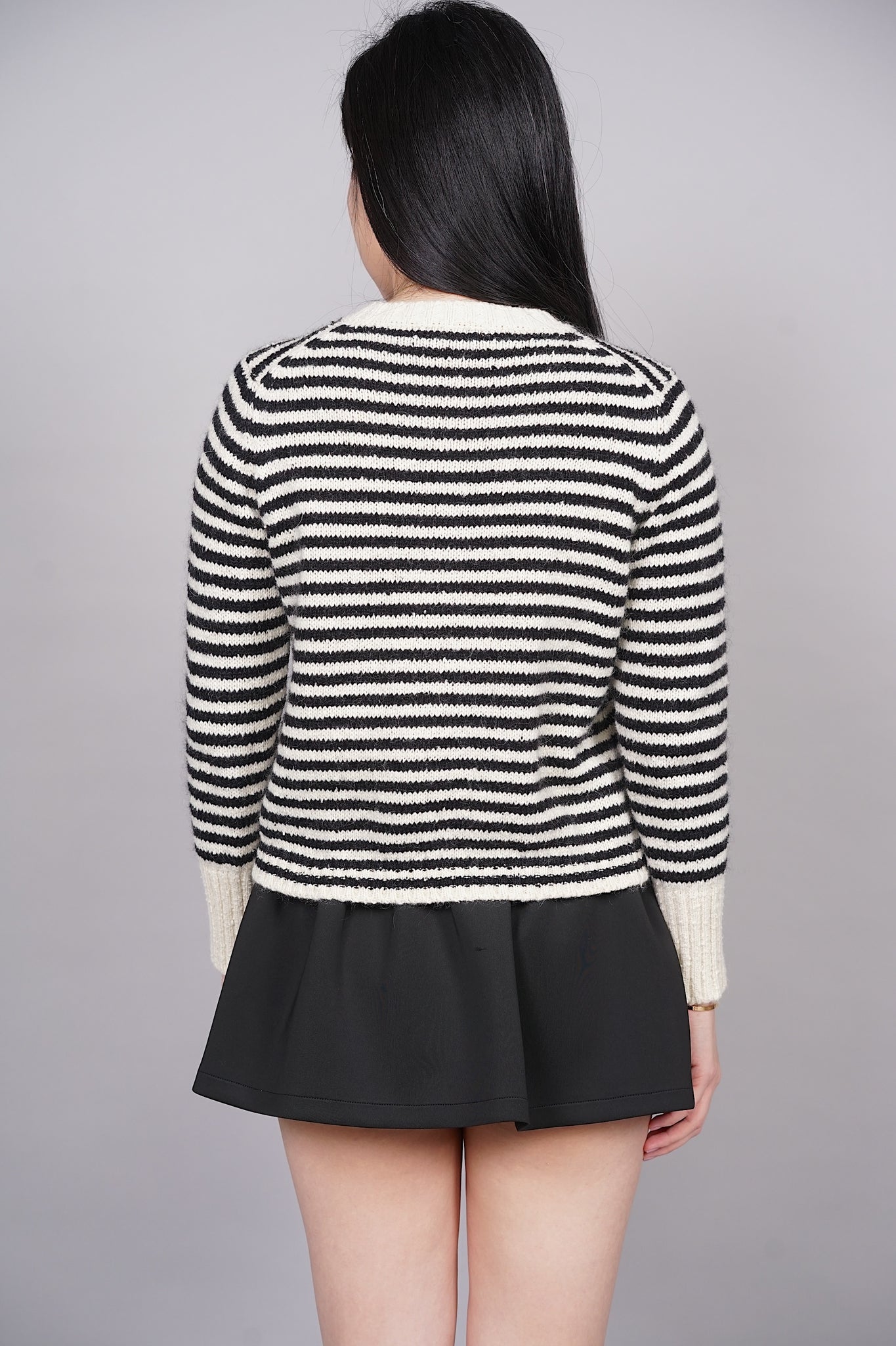 Dior Striped Knitted Cardigan in Cream/Black Size 40