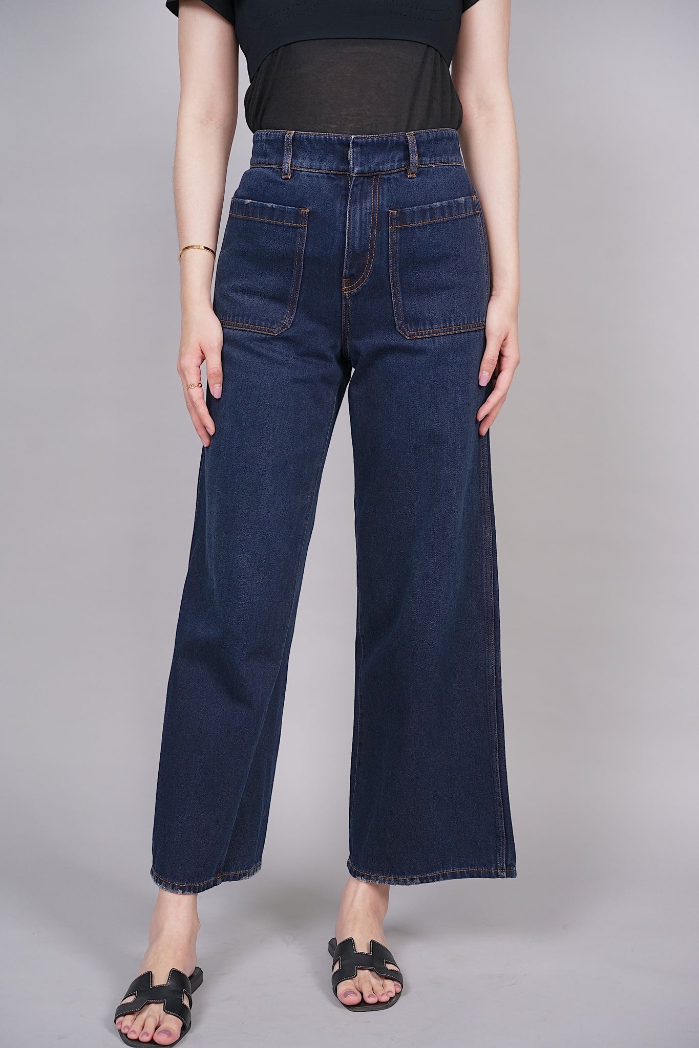 Dior Flared Jeans in Dark Blue Denim Size 34