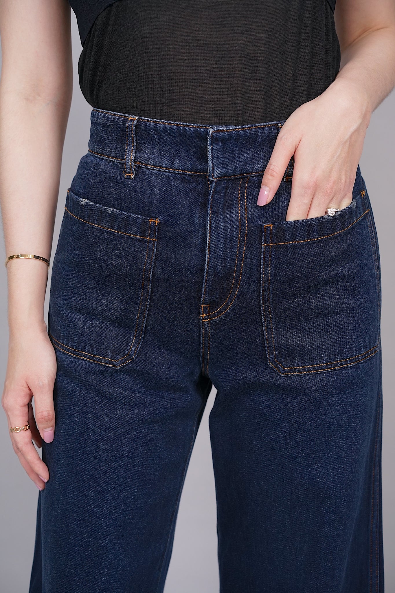 Dior Flared Jeans in Dark Blue Denim Size 34