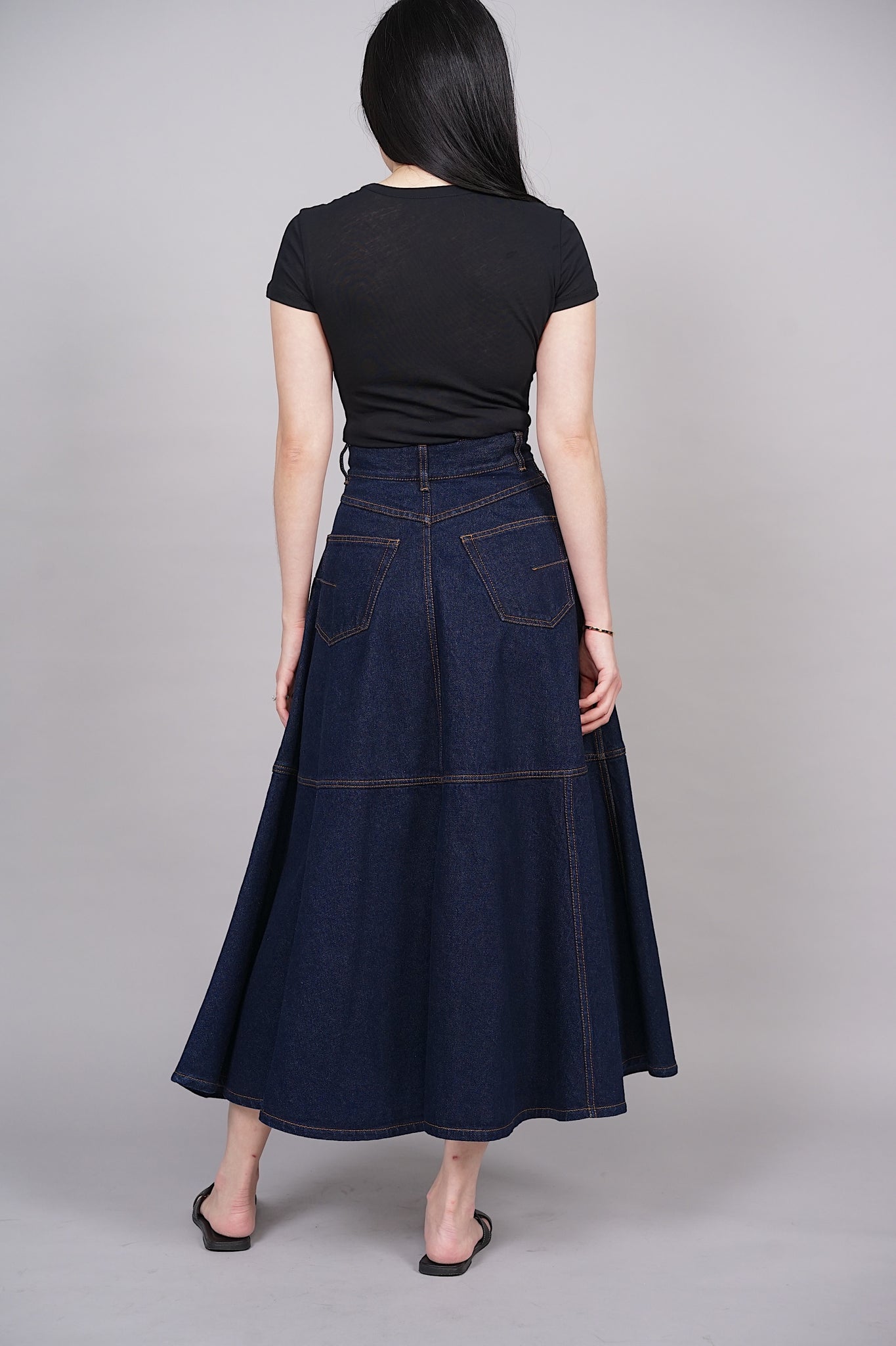 Dior Flared Skirt in Dark Blue Denim Size 36