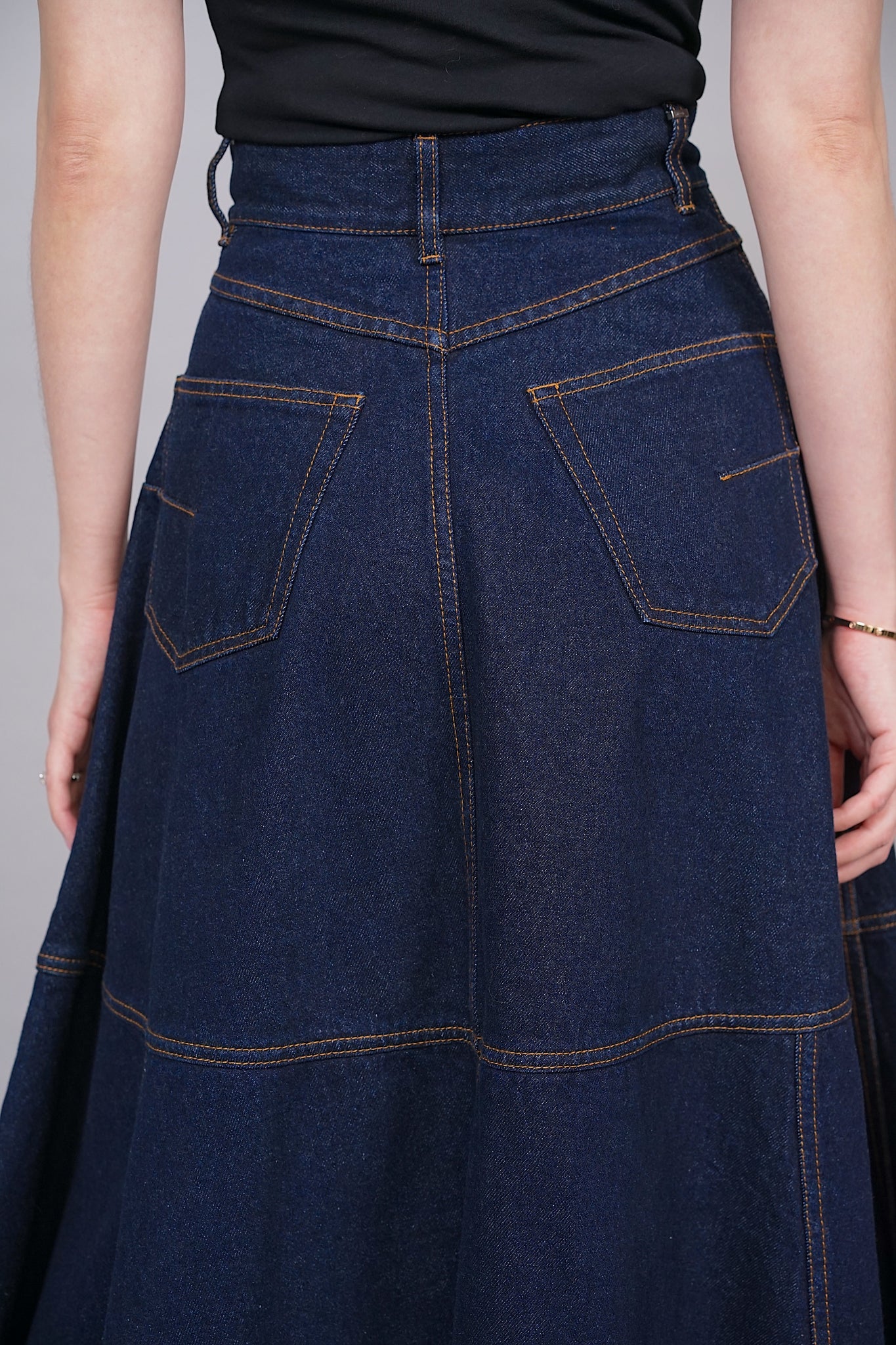 Dior Flared Skirt in Dark Blue Denim Size 36