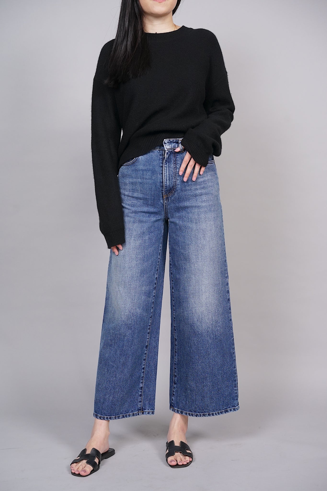 Dior Flared Jeans in Washed Blue Denim Size 34