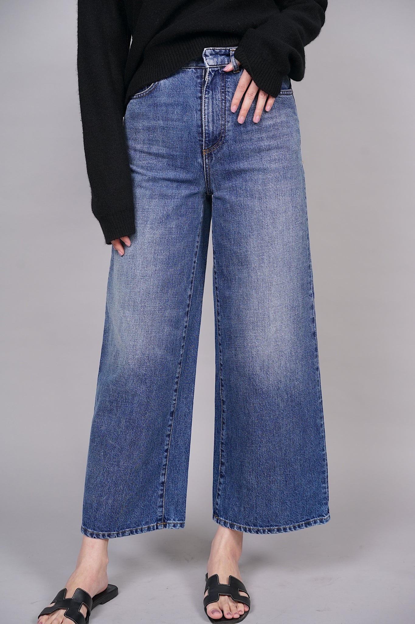 Dior Flared Jeans in Washed Blue Denim Size 34