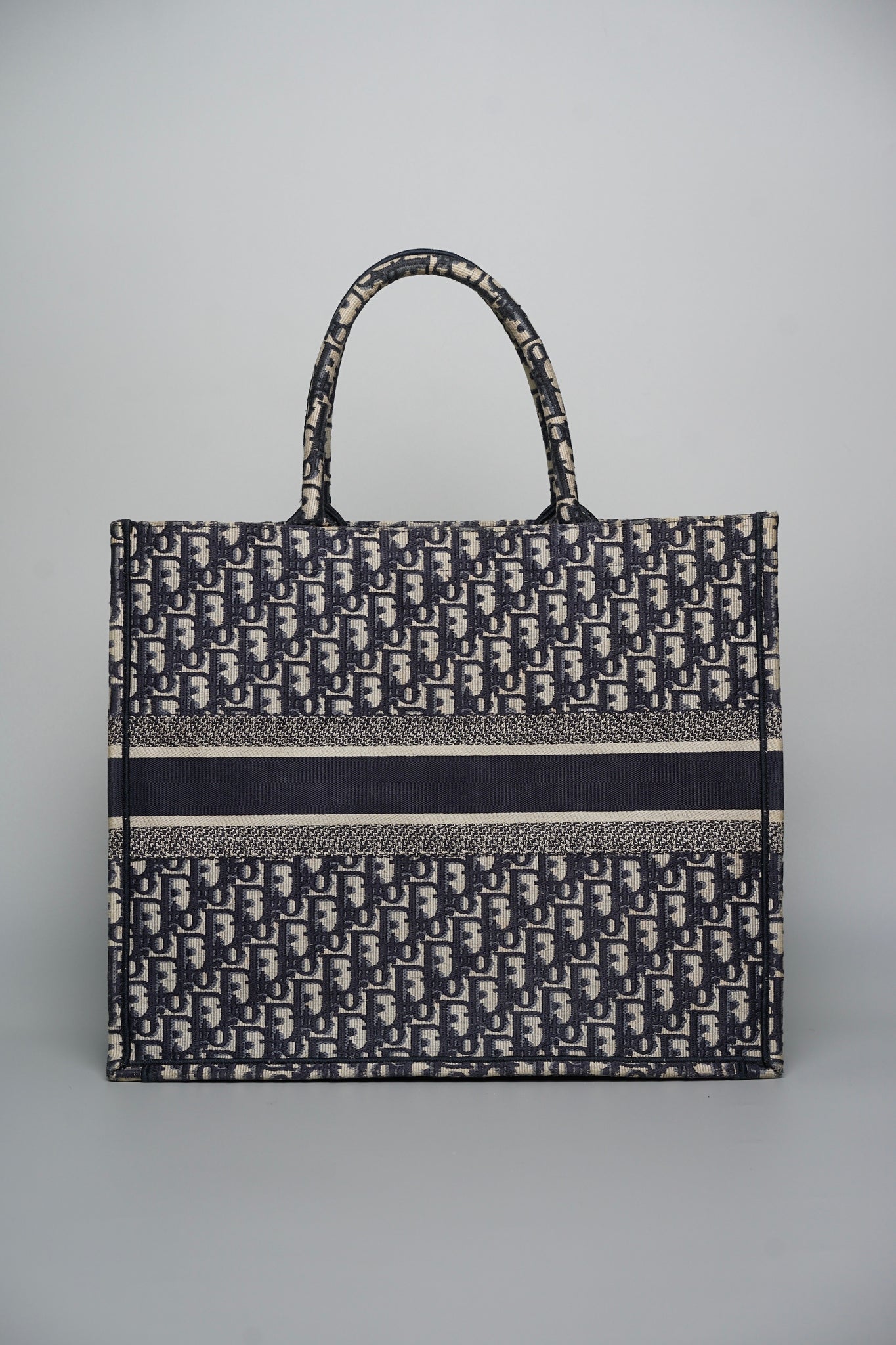 Large Dior Book Tote in Blue Oblique Jacquard