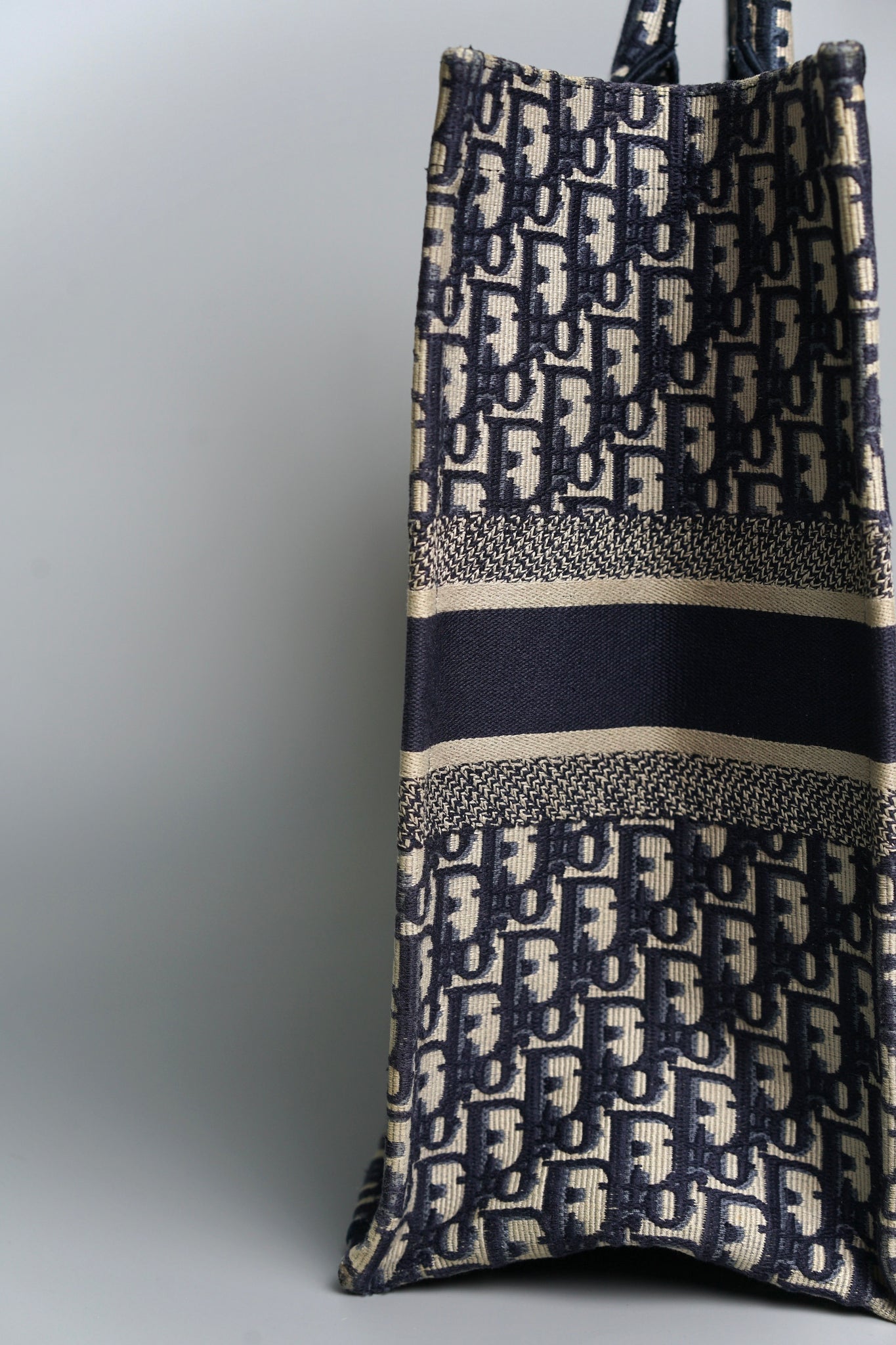 Large Dior Book Tote in Blue Oblique Jacquard